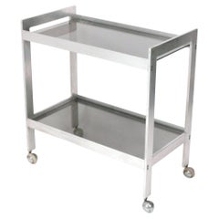 Clean Lined Mid Century Aluminum Bar Cart