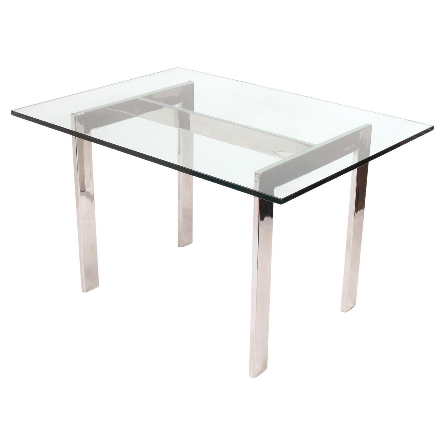 Clean Lined Mid Century Chrome Desk or Dining Table Base - No Glass For Sale