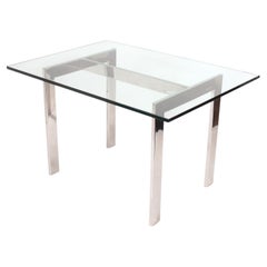 Clean Lined Mid Century Chrome Desk or Dining Table Base - No Glass