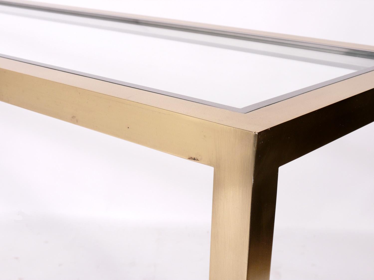 American Clean Lined Modern Brass Console Table  For Sale