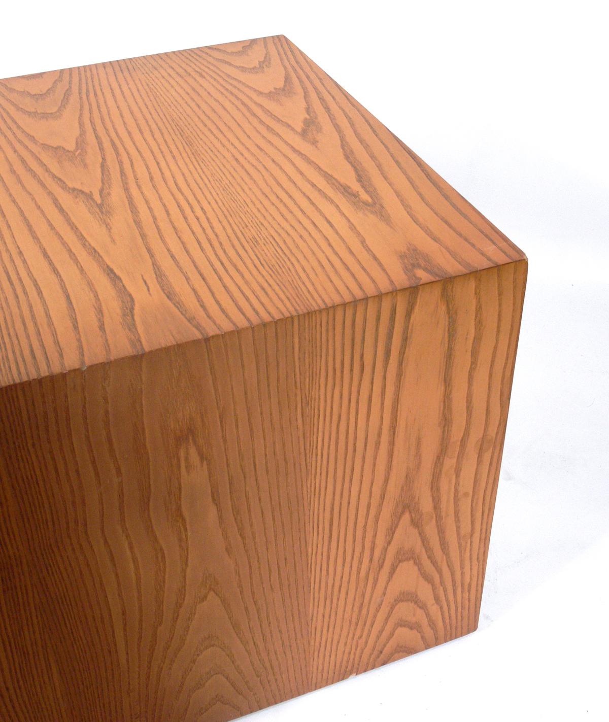 Mid-Century Modern Clean Lined Oak Cube Tables by Edward Axel Roffman