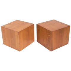 Clean Lined Oak Cube Tables by Edward Axel Roffman