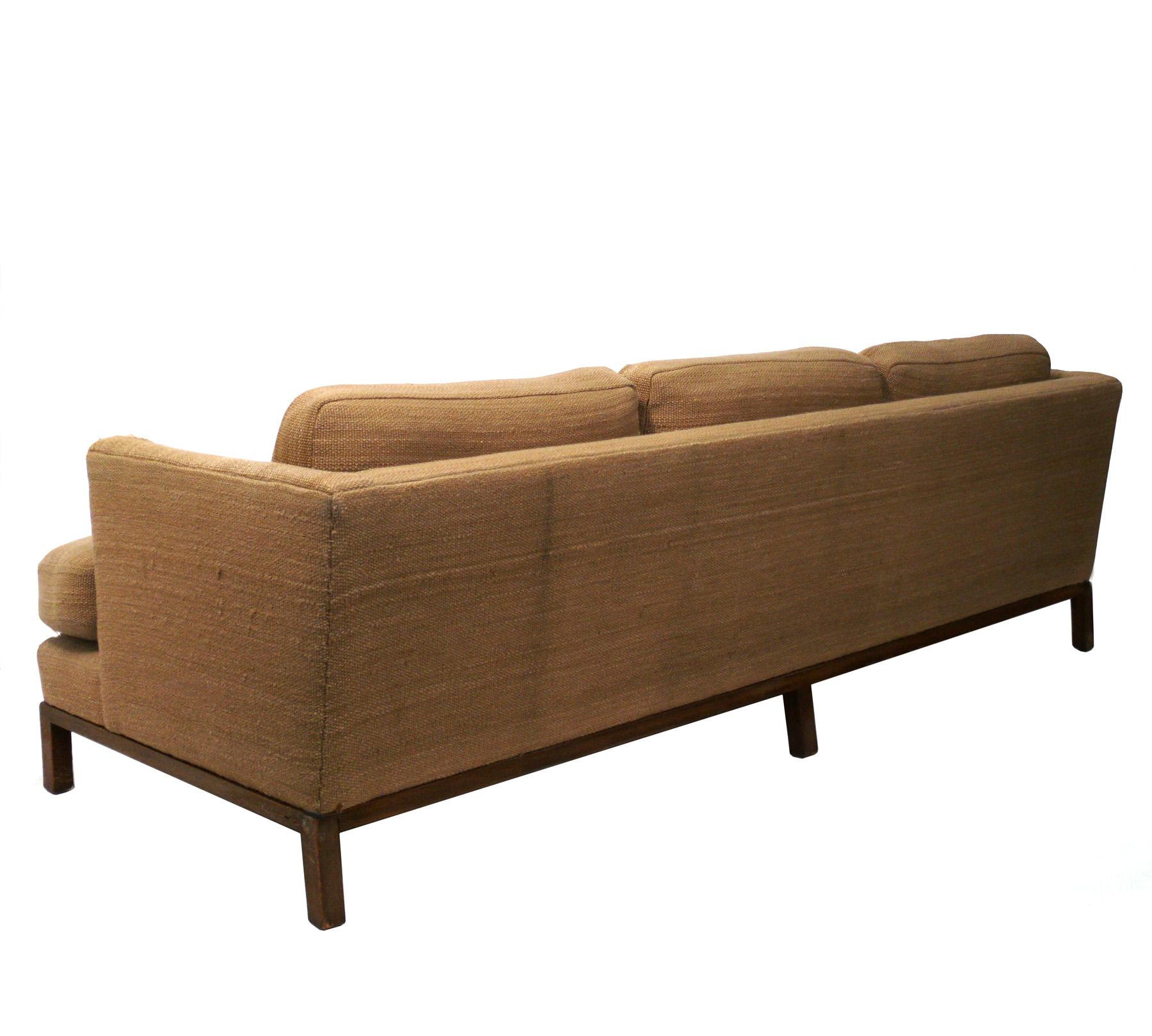Mid-Century Modern Clean Lined Tuxedo Sofa in the manner of Edward Wormley for Dunbar For Sale