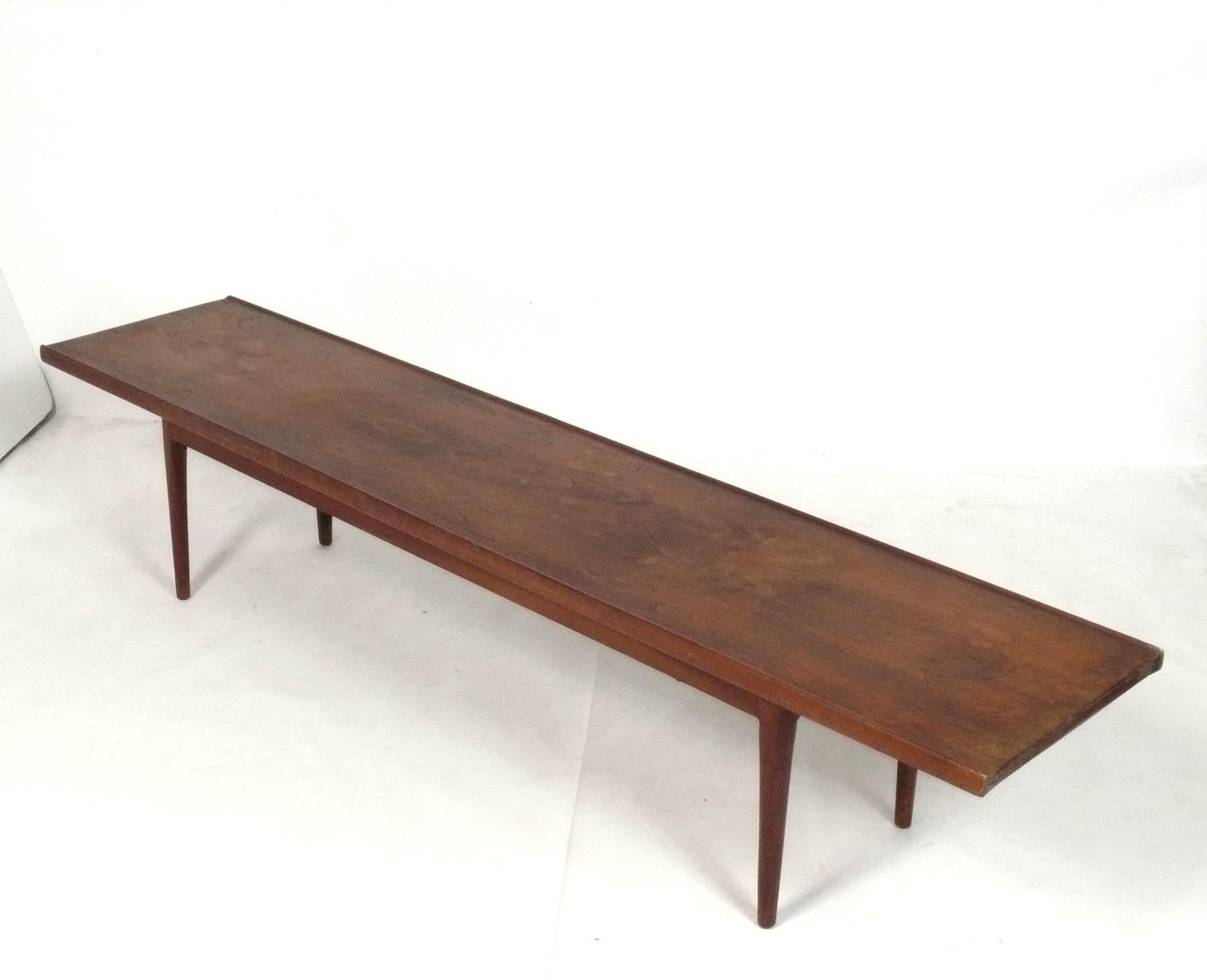 Mid-20th Century Clean Lined Walnut Bench or Coffee Table by Kipp Stewart for Drexel For Sale