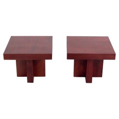 Clean Lined Walnut Tables in the Style of Milo Baughman