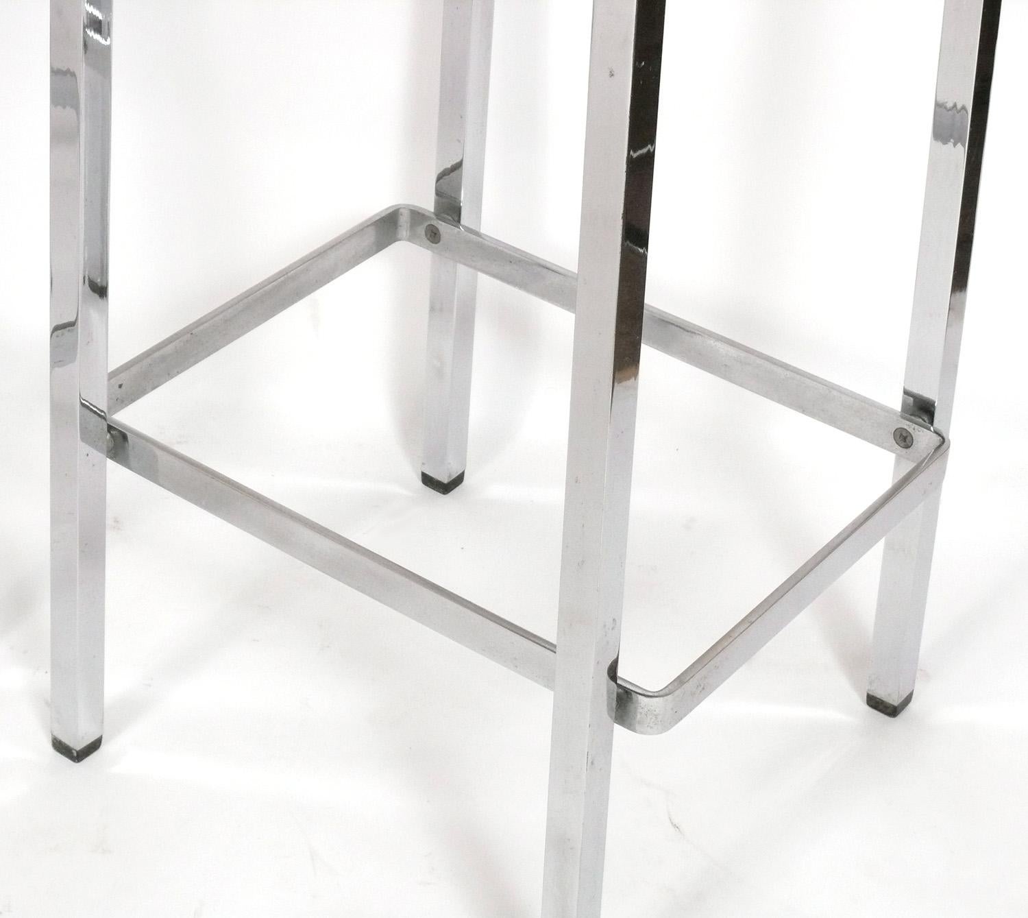 Metal Clean Lined Zebra Hide Chrome Bar Stools 30
