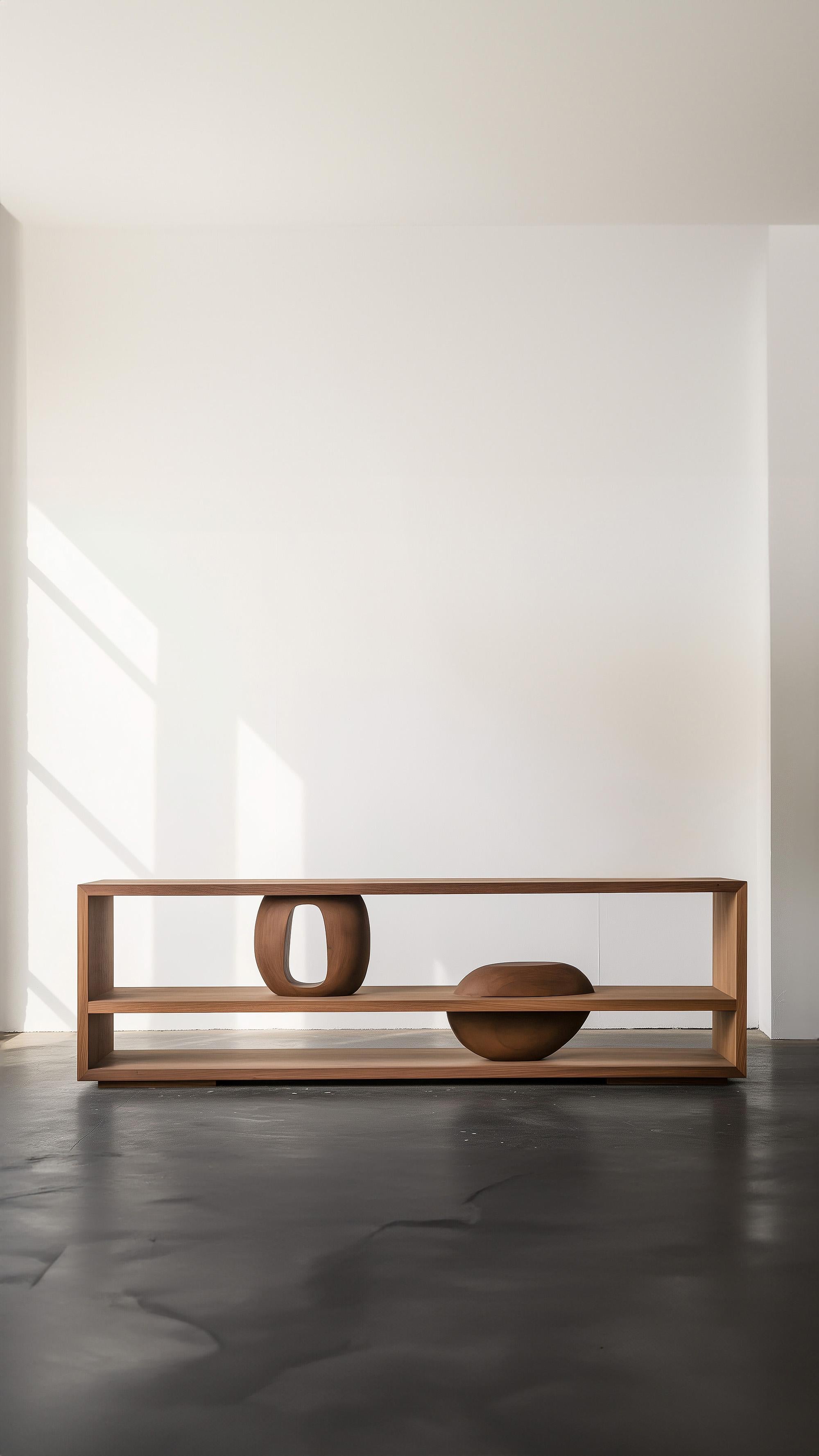 Mid-Century Modern Clean Lines Credenza 9, Warm Wood, NONO's Sereno Sculptural Craftsmanship For Sale