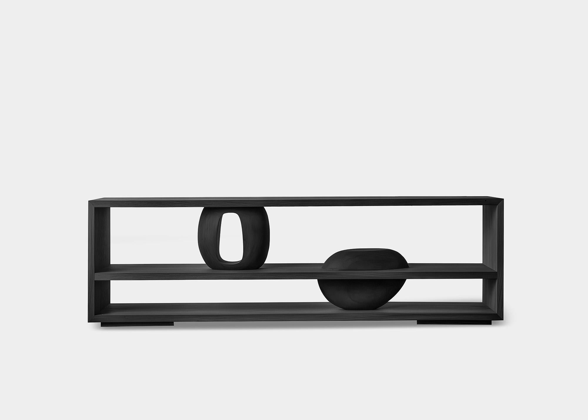 Mexican Clean Lines Credenza 9, Warm Wood, NONO's Sereno Sculptural Craftsmanship For Sale