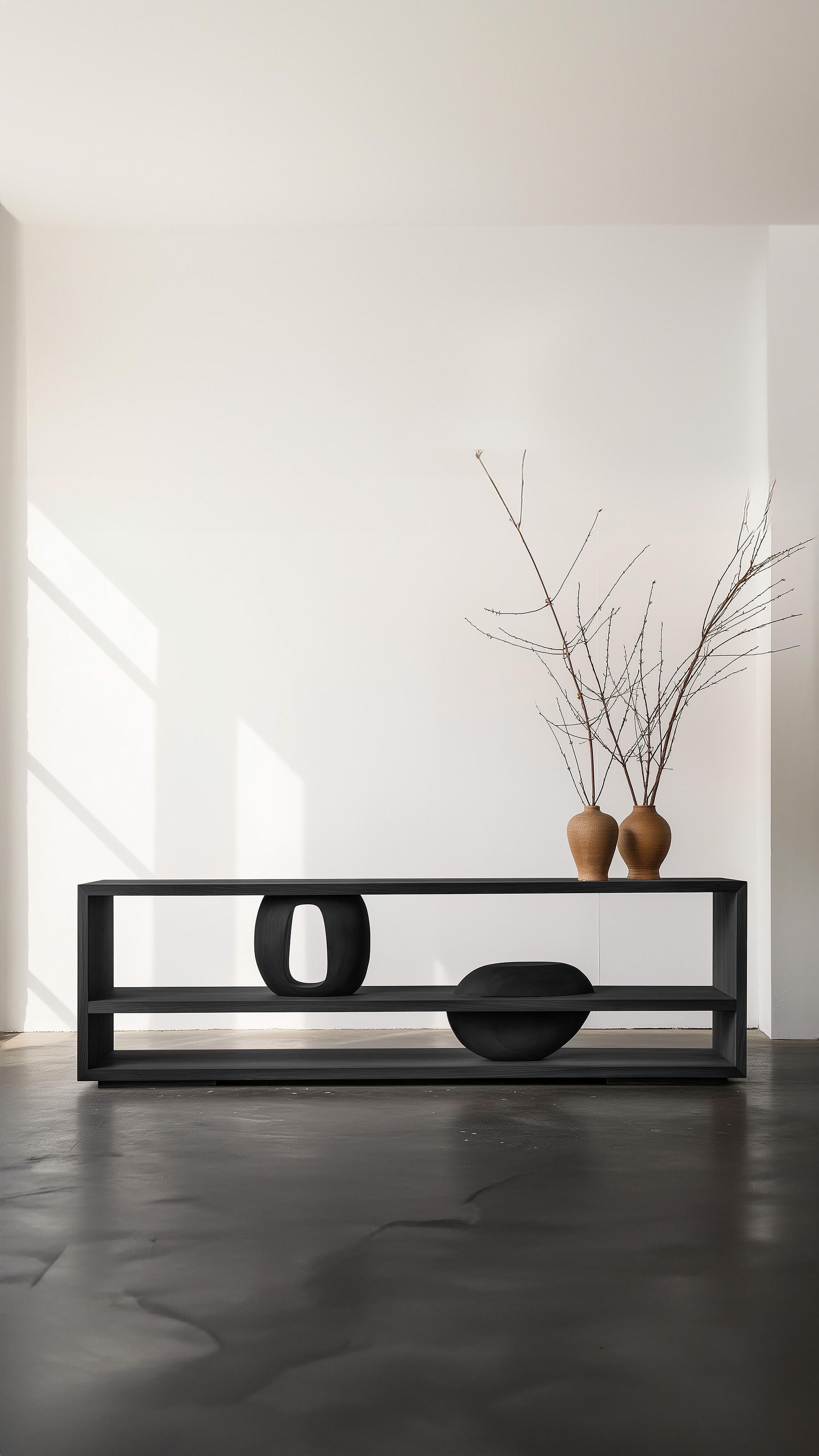 Contemporary Clean Lines Credenza 9, Warm Wood, NONO's Sereno Sculptural Craftsmanship For Sale