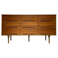 Clean + SIMPLE Mid Century MODERN Long Walnut DRESSER / Credenza, c. 1960
s