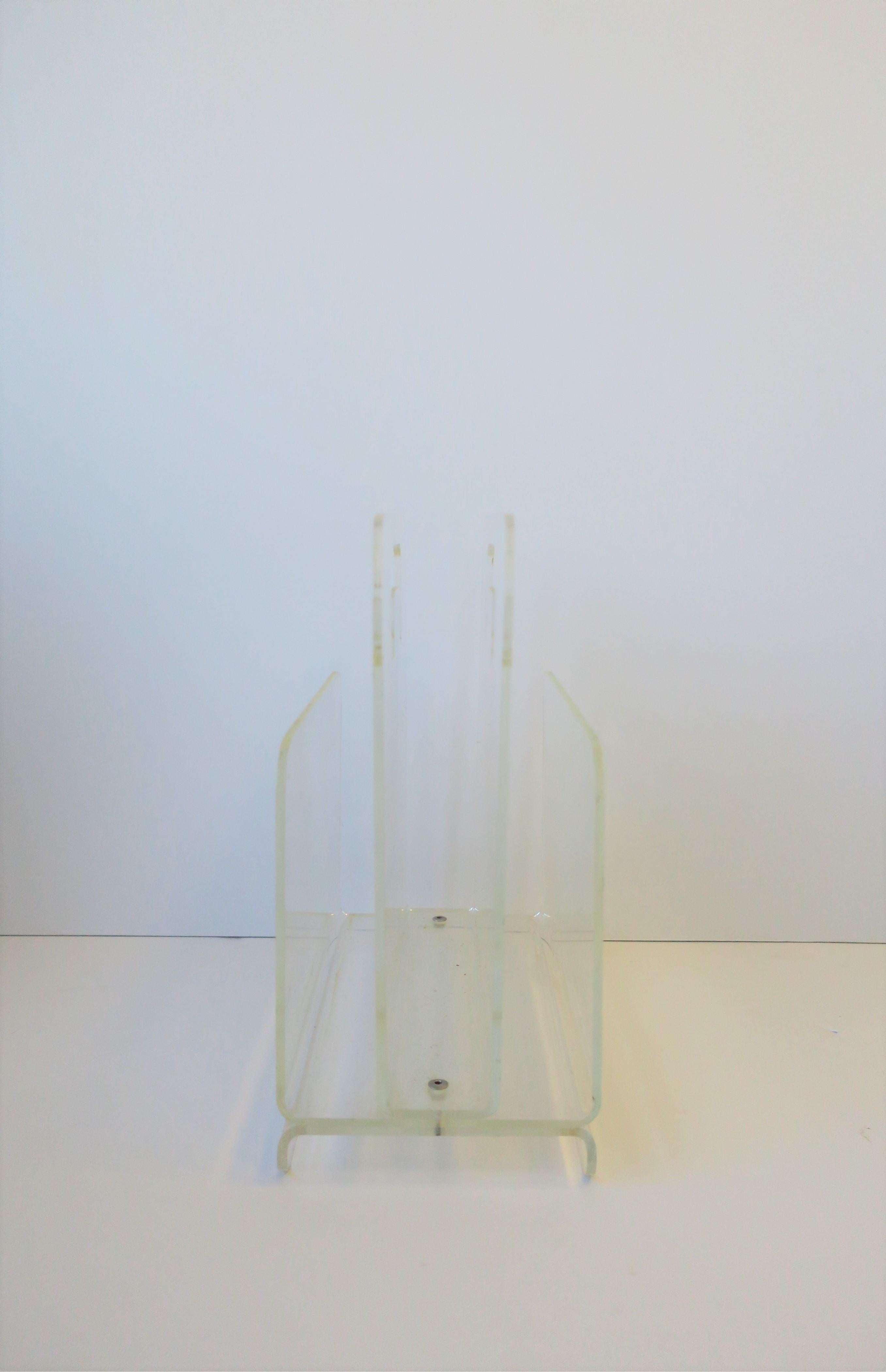 Late 20th Century Acrylic Lucite Magazine Holder Stand, 1976 For Sale