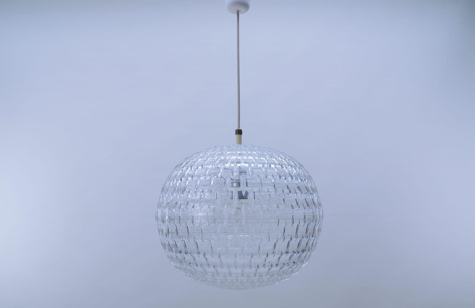 Mid-Century Modern Clear Acrylic Pendant Lamp by Aloys F. Gangkofner for Erco Leuchten, 1960s For Sale