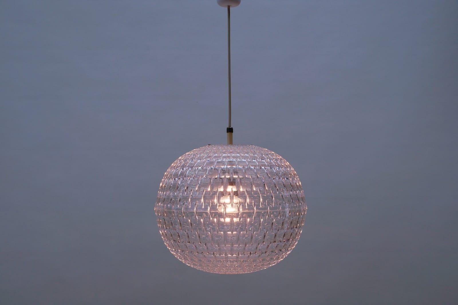 German Clear Acrylic Pendant Lamp by Aloys F. Gangkofner for Erco Leuchten, 1960s For Sale