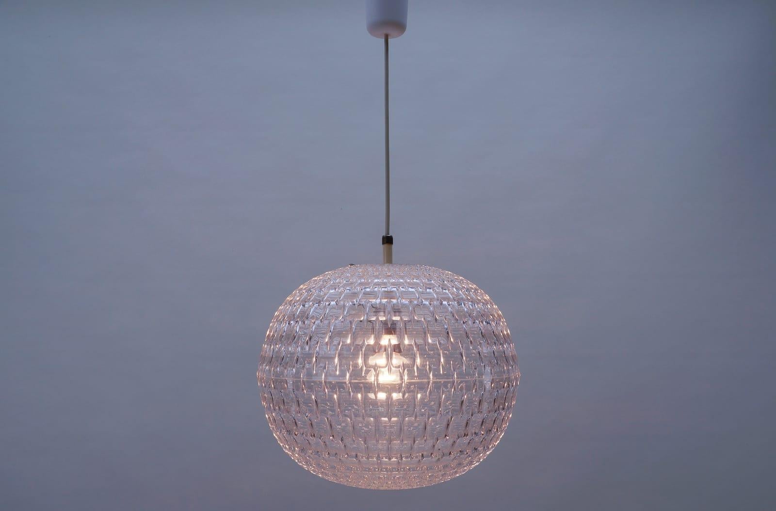 Mid-20th Century Clear Acrylic Pendant Lamp by Aloys F. Gangkofner for Erco Leuchten, 1960s For Sale