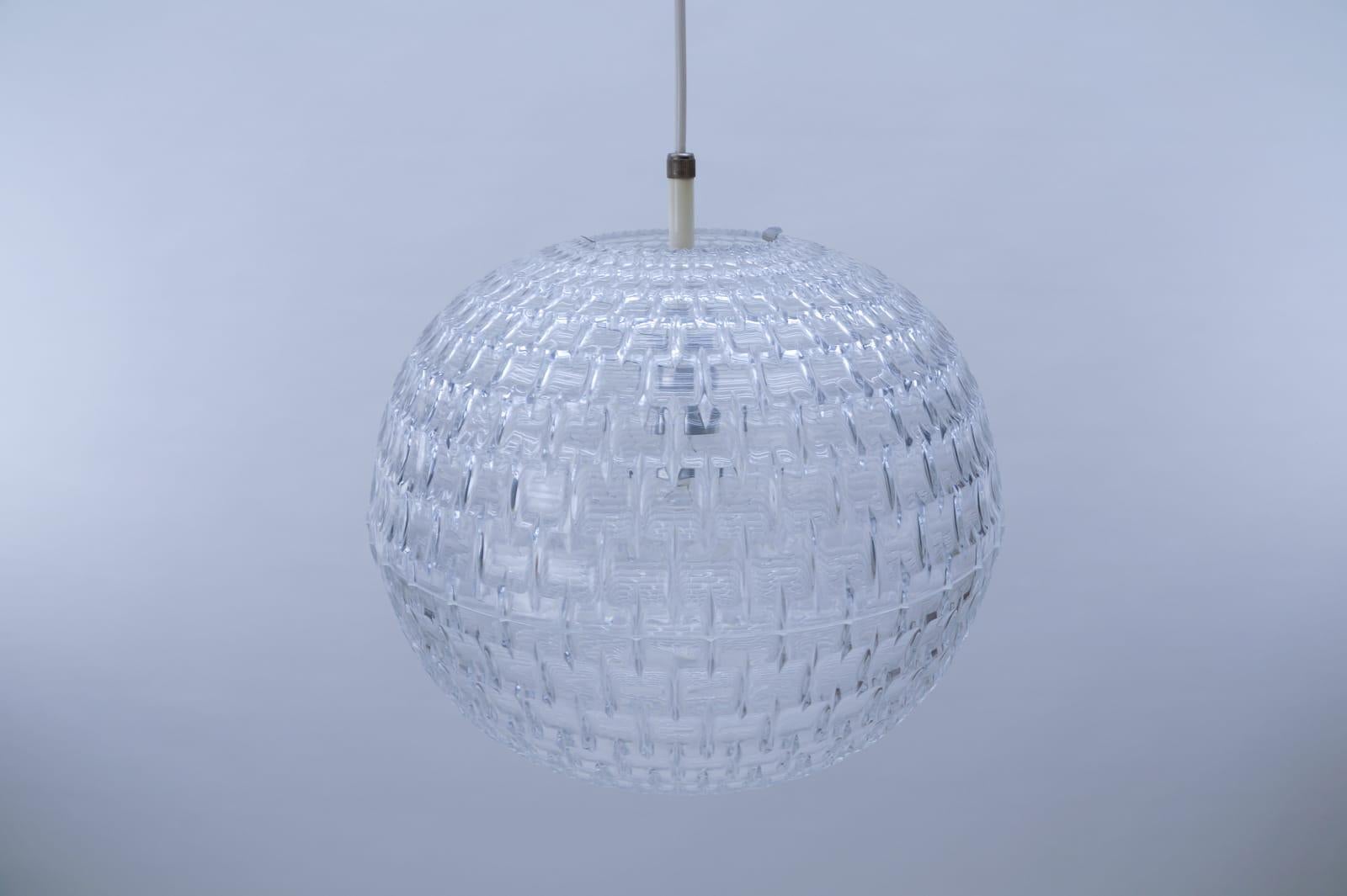 Metal Clear Acrylic Pendant Lamp by Aloys F. Gangkofner for Erco Leuchten, 1960s For Sale
