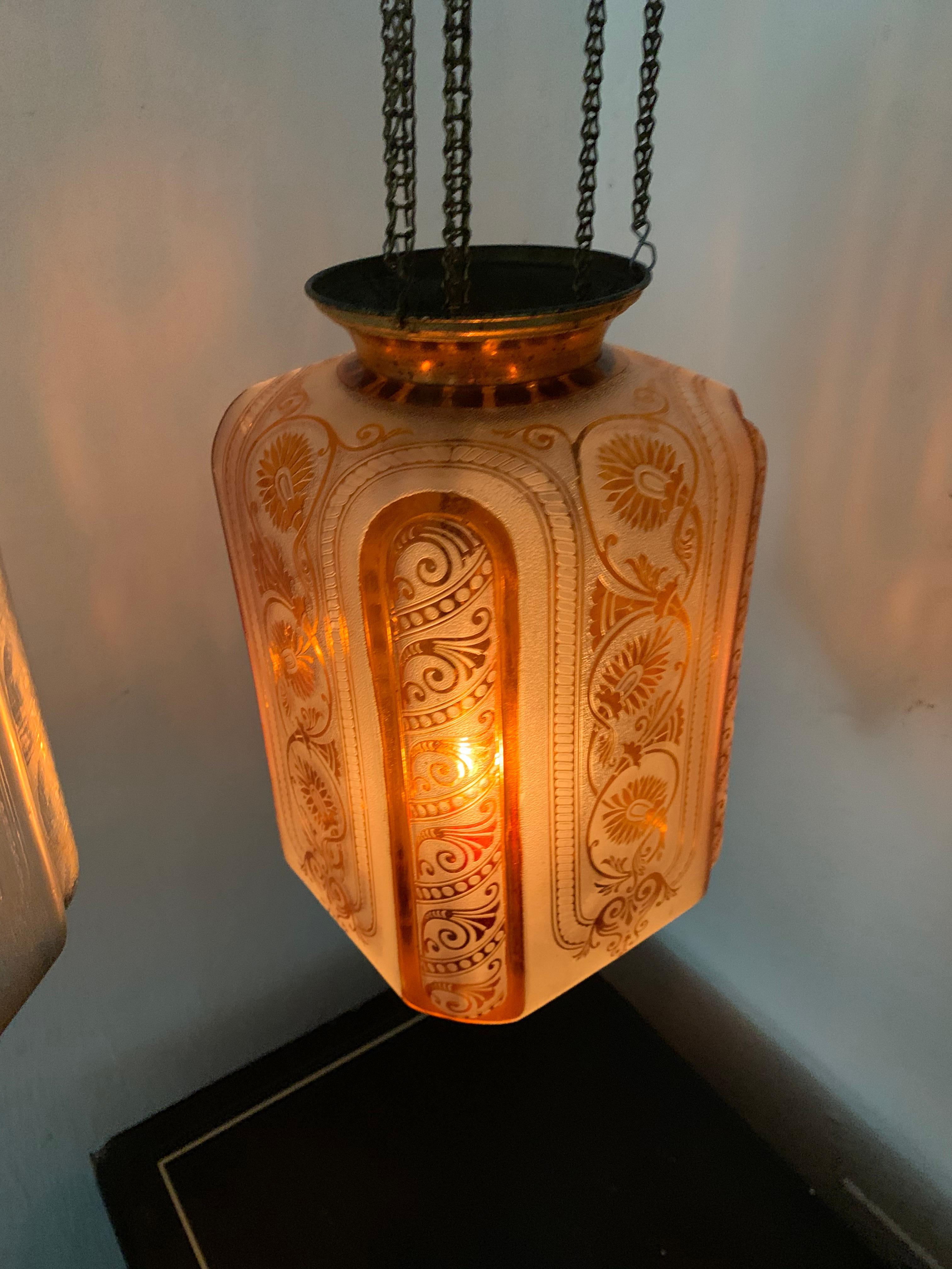 Clear and Amber Art Nouveau Candle Lantern by Baccarat, France, circa 1890 In Good Condition For Sale In Merida, Yucatan