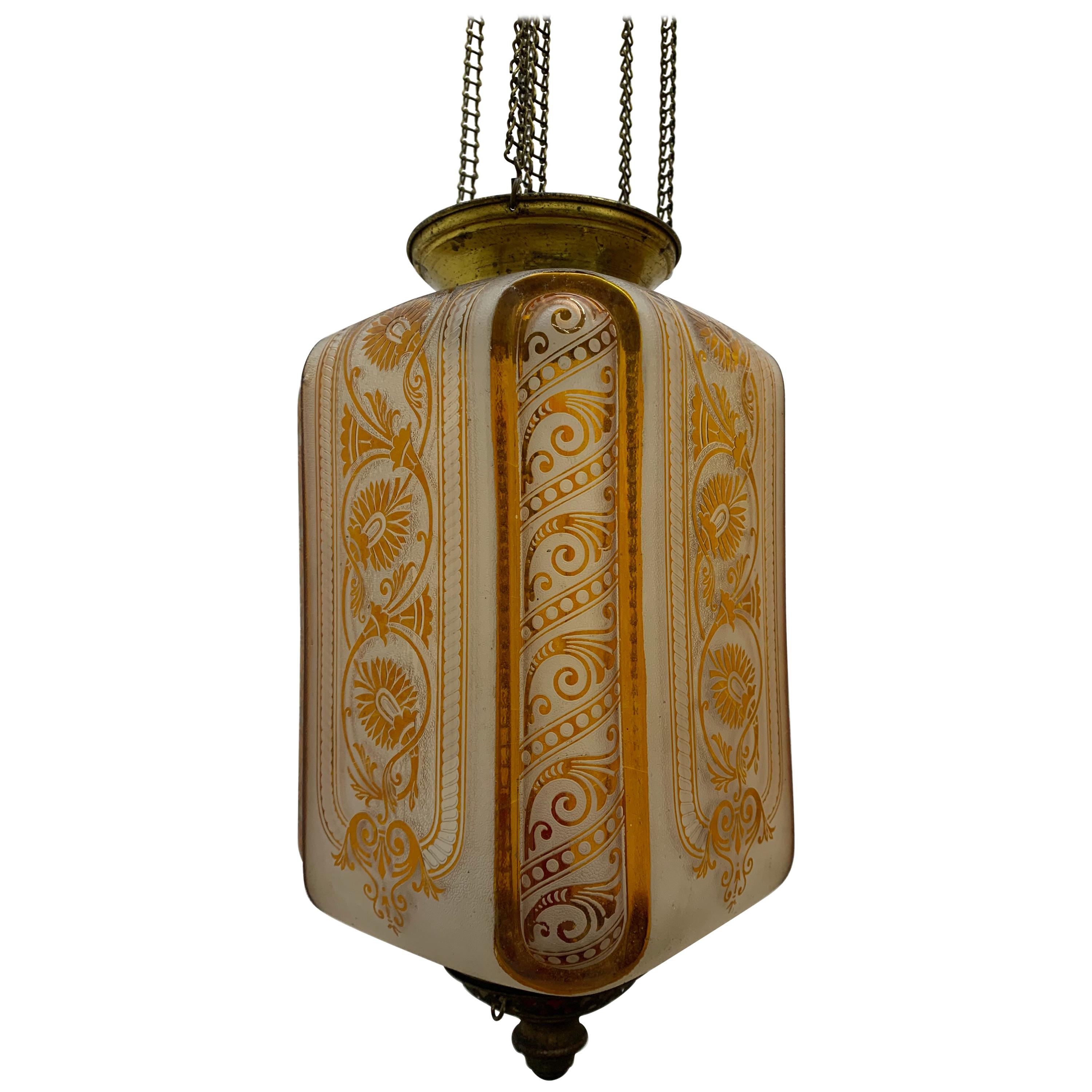 Clear and Amber Art Nouveau Candle Lantern by Baccarat, France, circa 1890