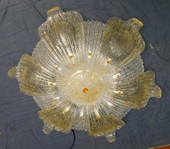 Clear and Amber Graniglia Murano Flush Mount