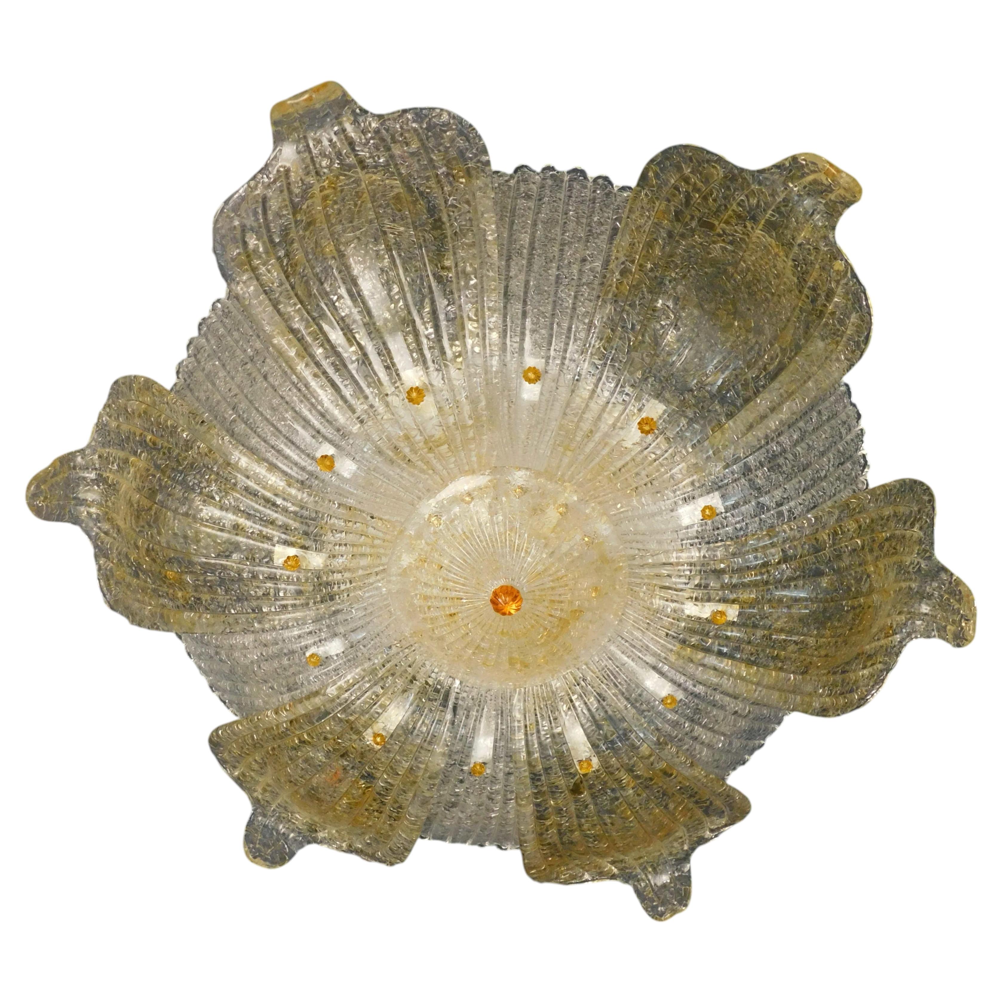 Clear and Amber Graniglia Murano Flush Mount