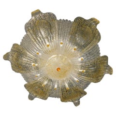 Clear and Amber Graniglia Murano Flush Mount