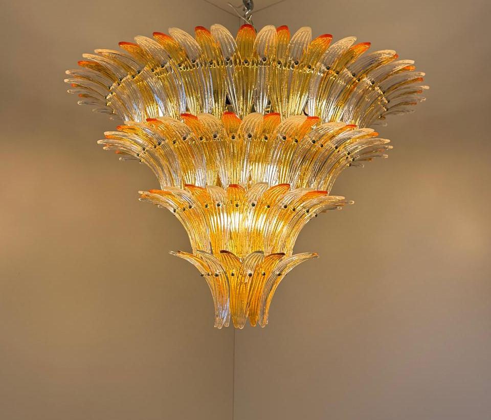 Italian Clear and Amber Palmette Chandelier For Sale