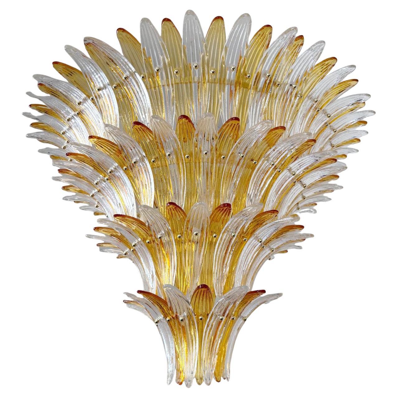 Clear and Amber Palmette Chandelier For Sale
