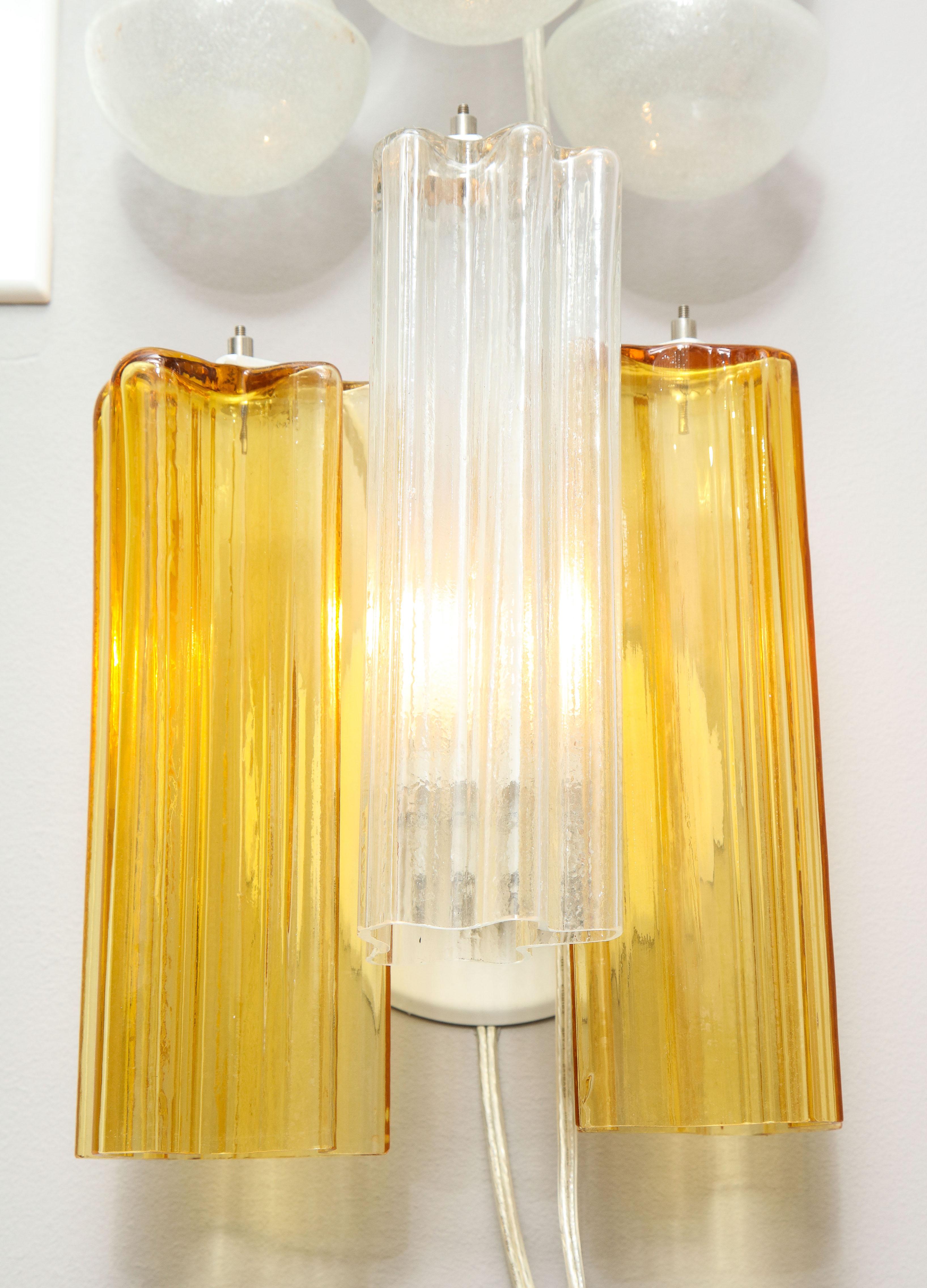 Clear and Amber Venini Tronchi Glass Sconce 5