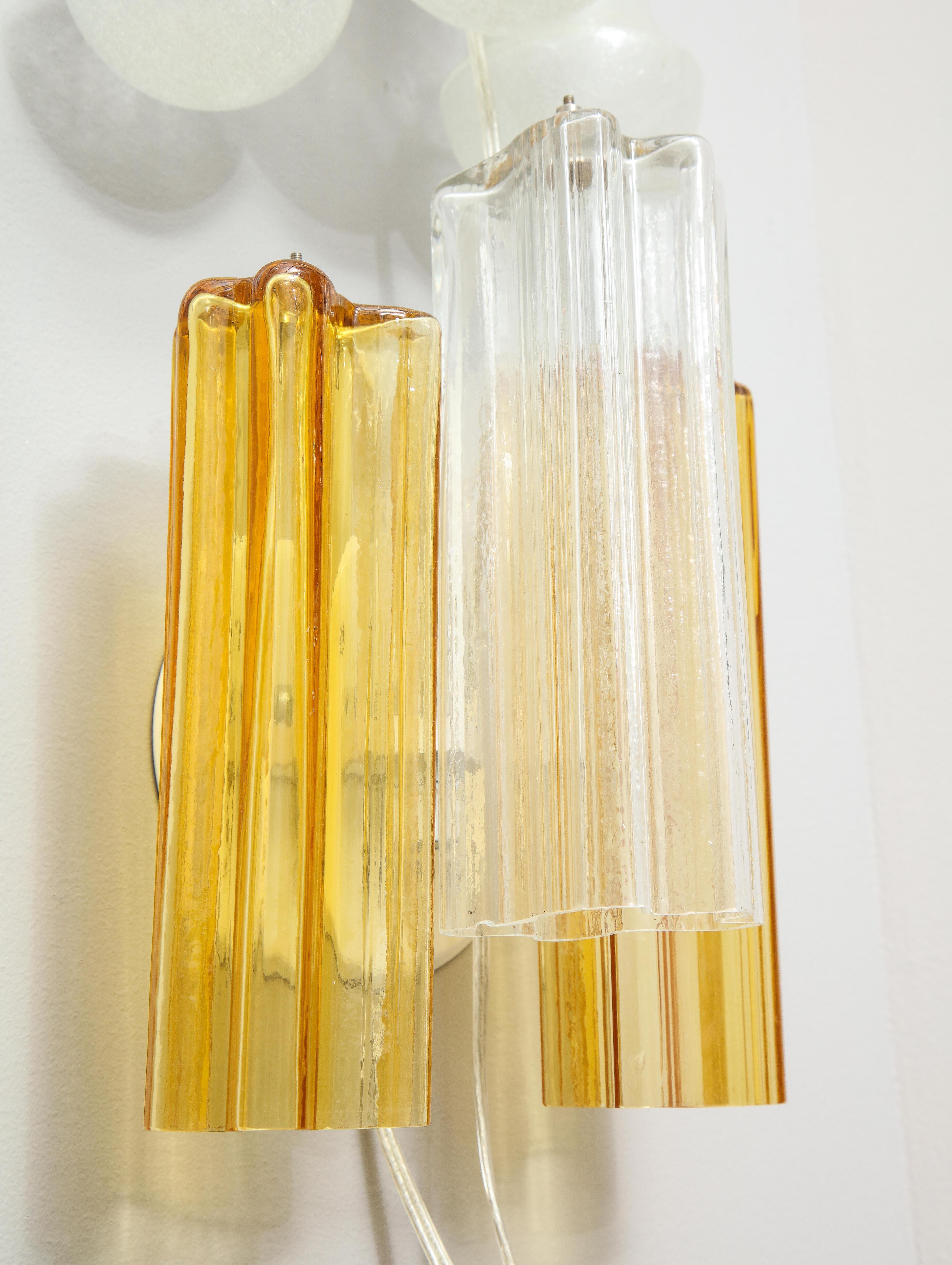 Clear and Amber Venini Tronchi Glass Sconce 6