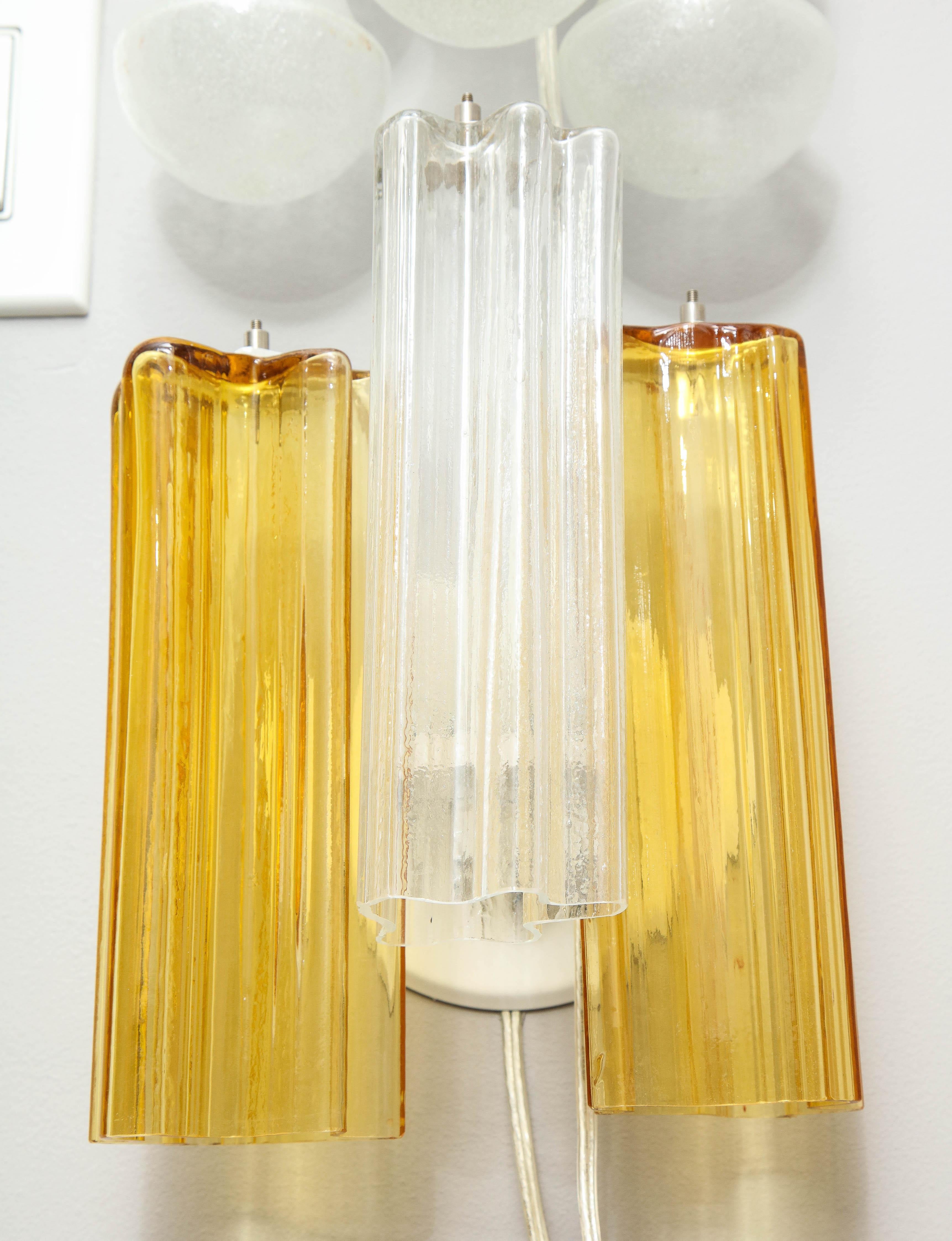 Clear and Amber Venini Tronchi Glass Sconce 9