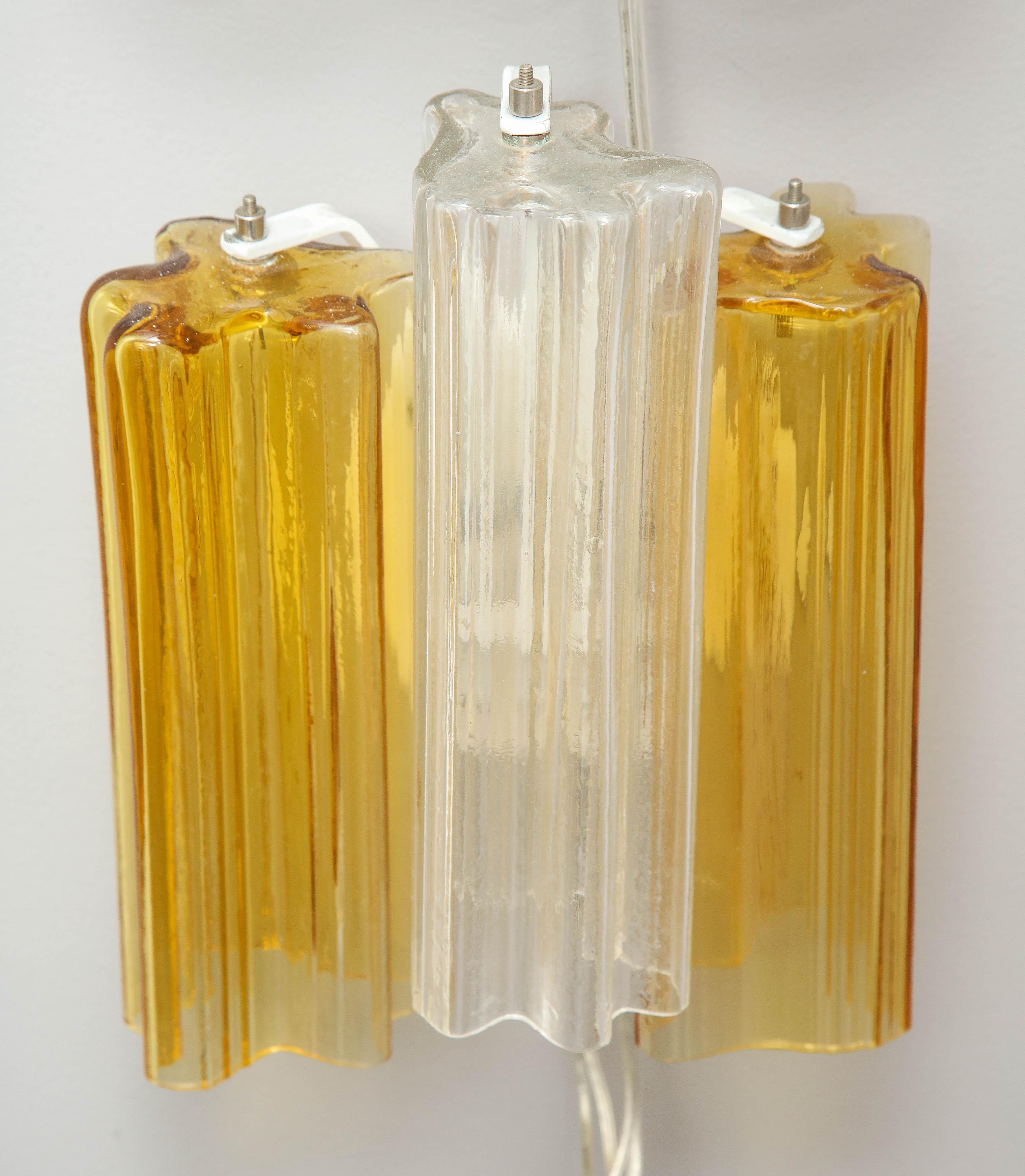 Clear and Amber Venini Tronchi Glass Sconce 12