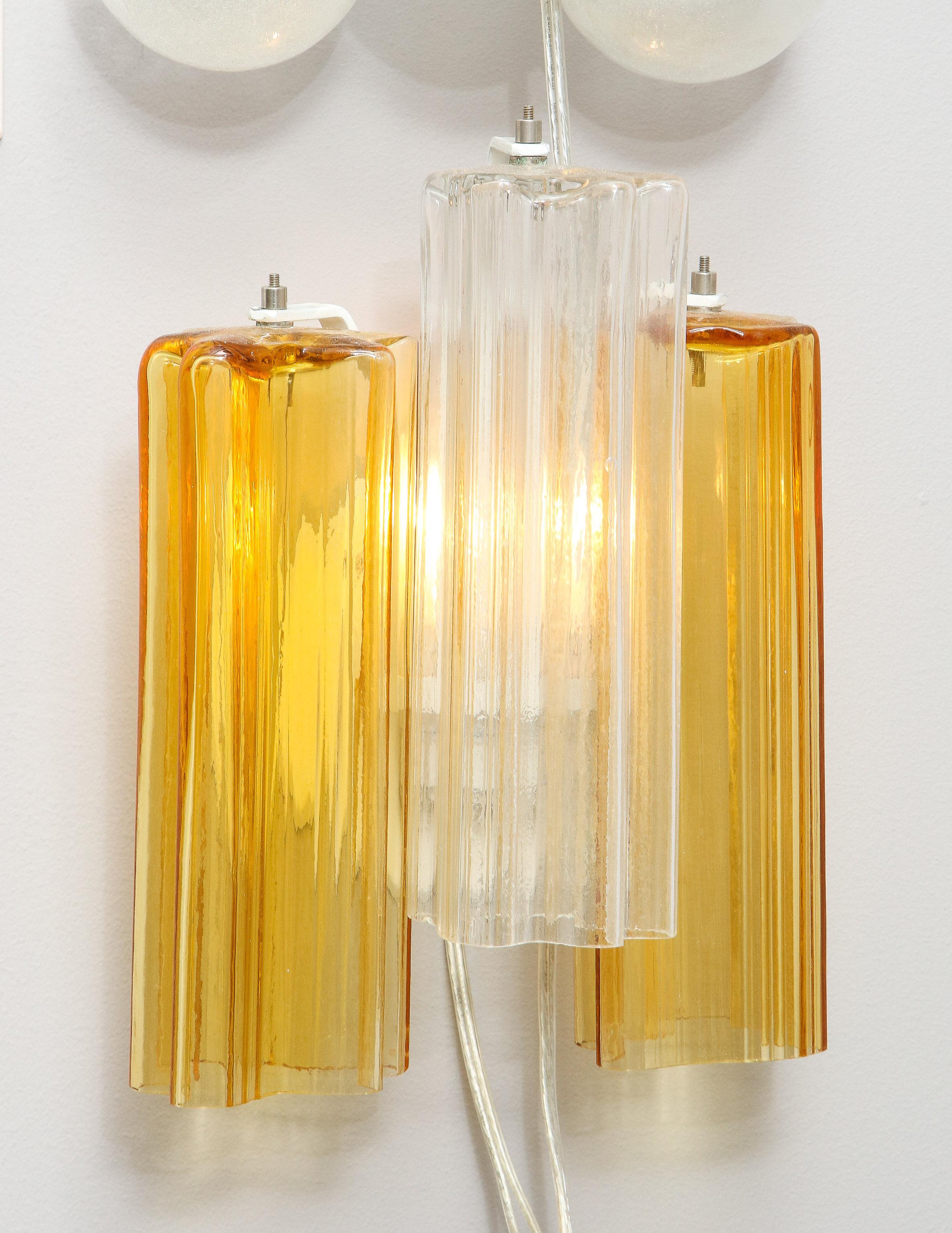 Clear and Amber Venini Tronchi Glass Sconce 1