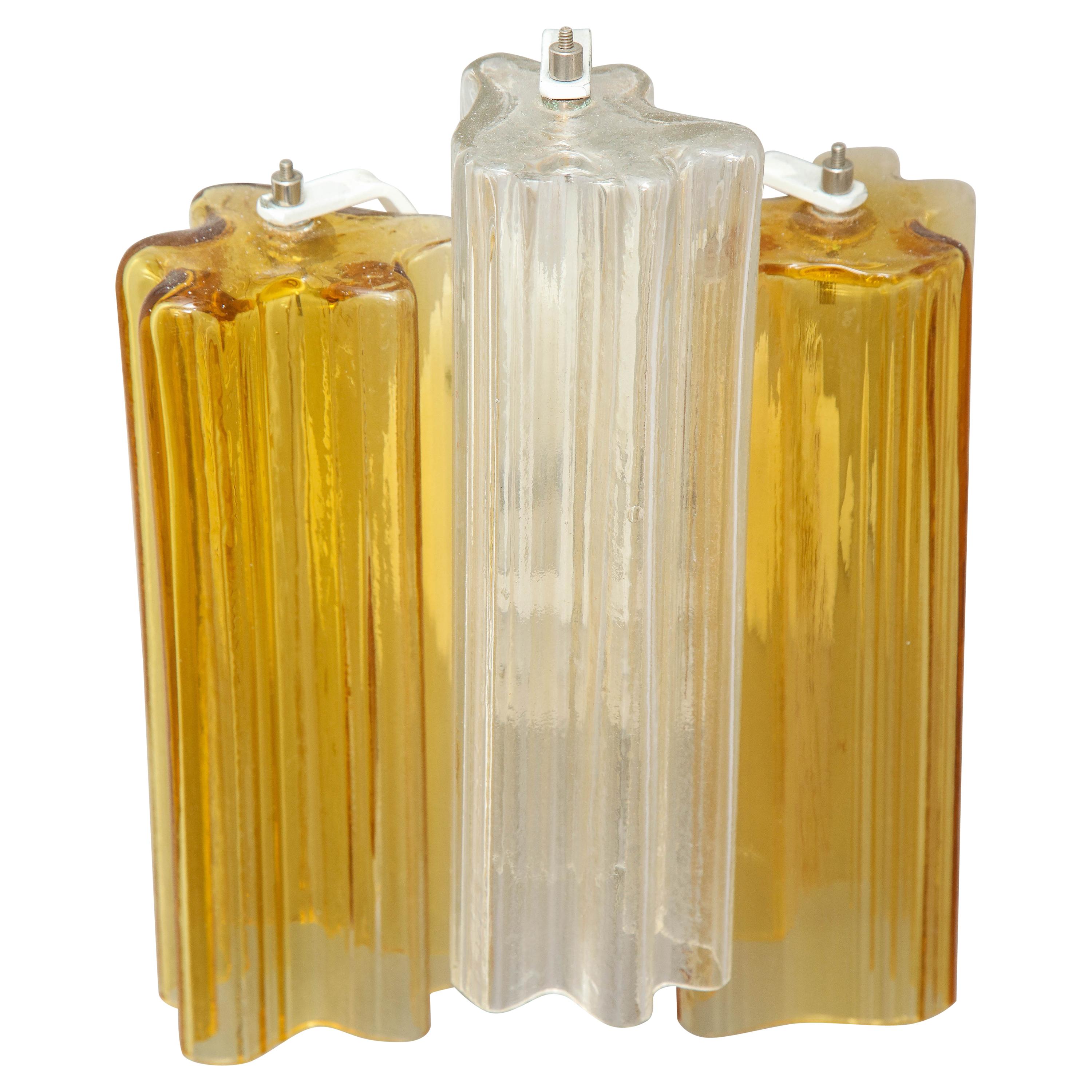 Clear and Amber Venini Tronchi Glass Sconce