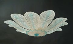 Clear and Blue Graniglia Murano Flush Mount