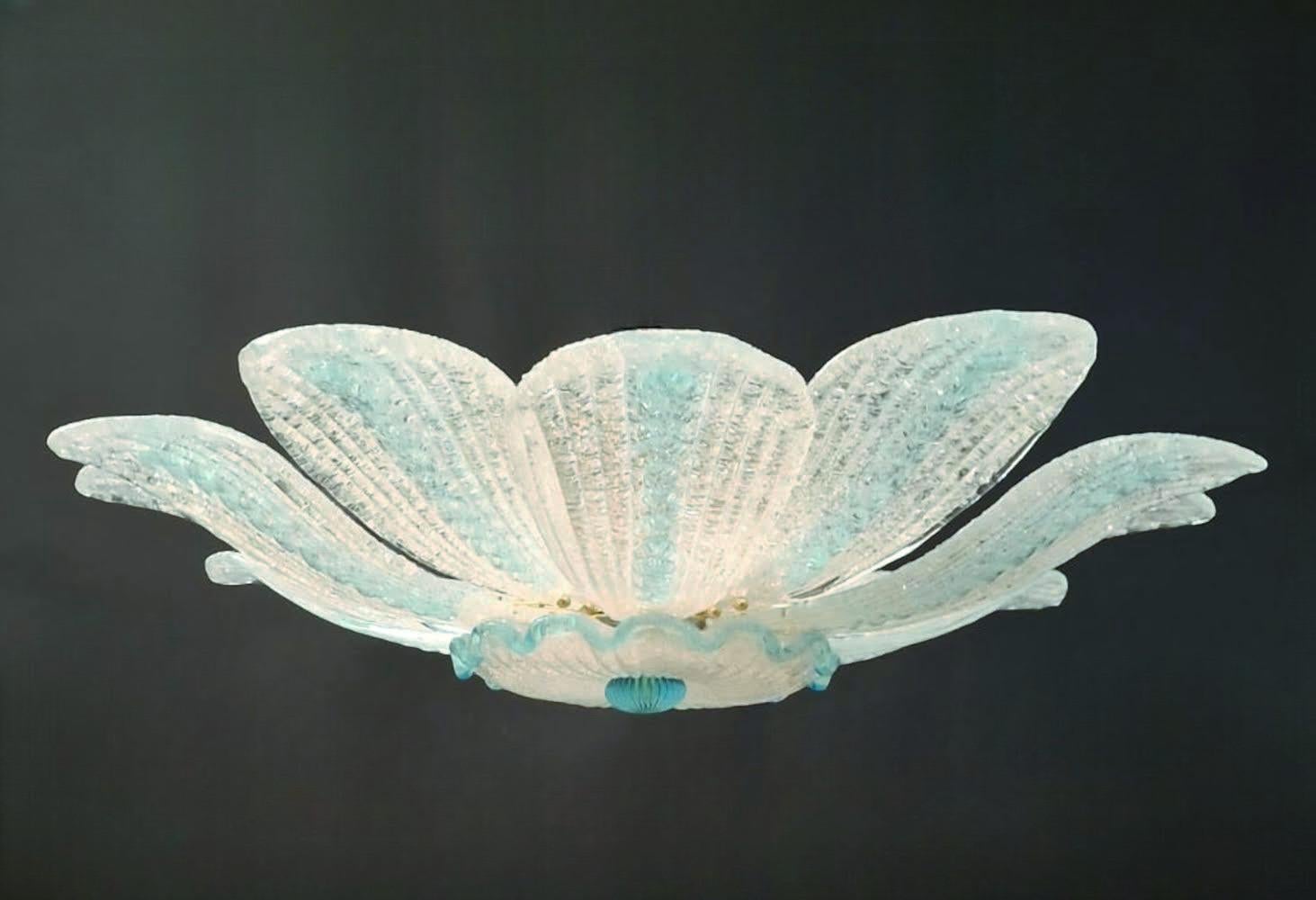 Mid-Century Modern Monture encastrée Graniglia Murano bleue et transparente en vente