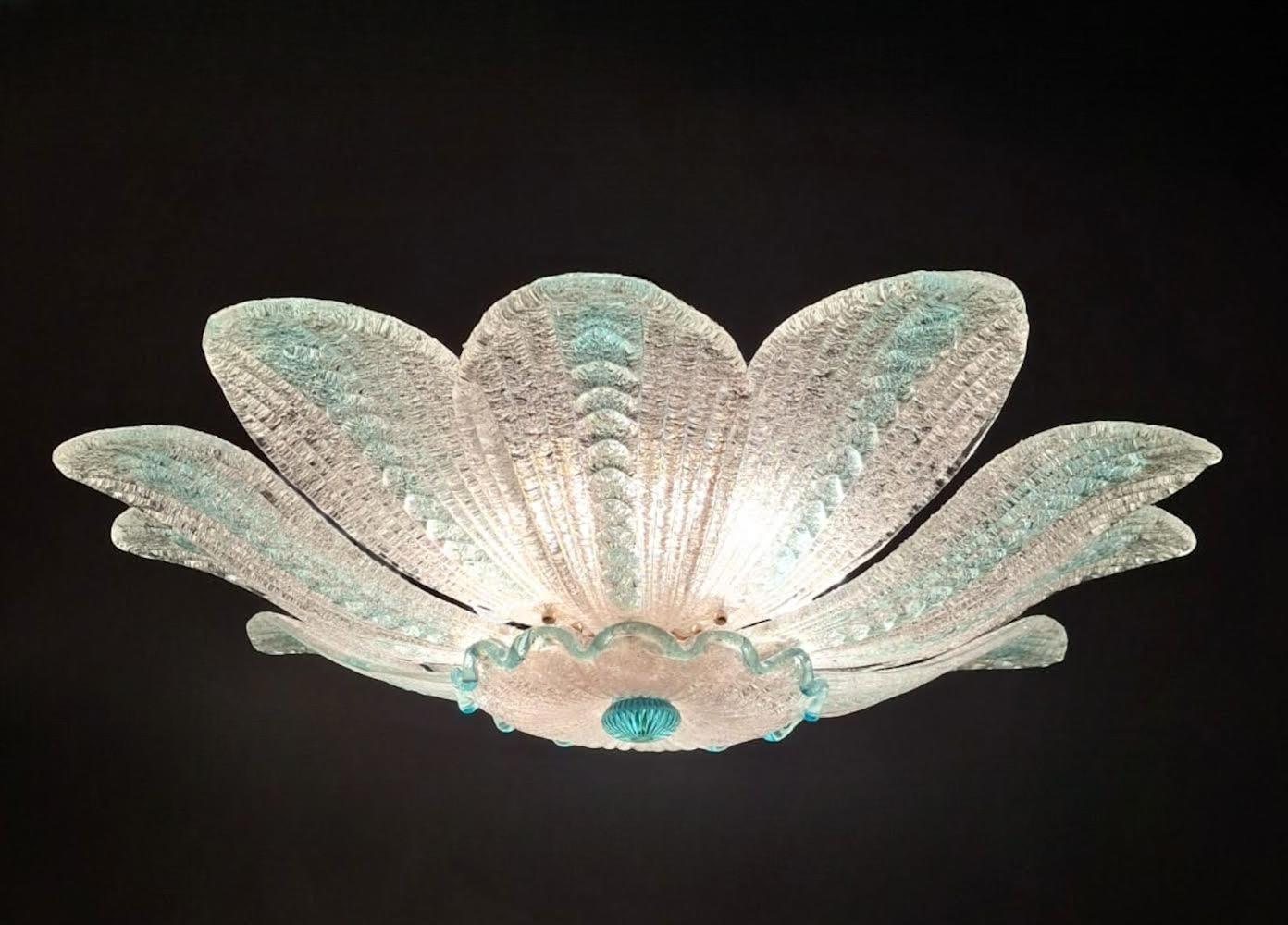 italien Monture encastrée Graniglia Murano bleue et transparente en vente