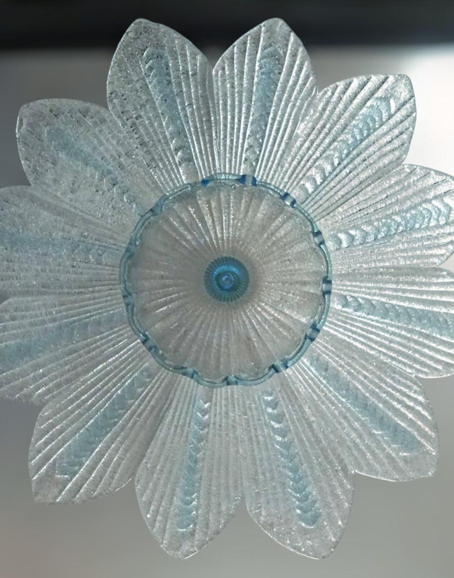20ième siècle Monture encastrée Graniglia Murano bleue et transparente en vente