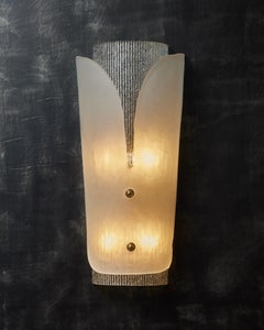 Clear and Frosted Textured Murano Glass Wall Sconces