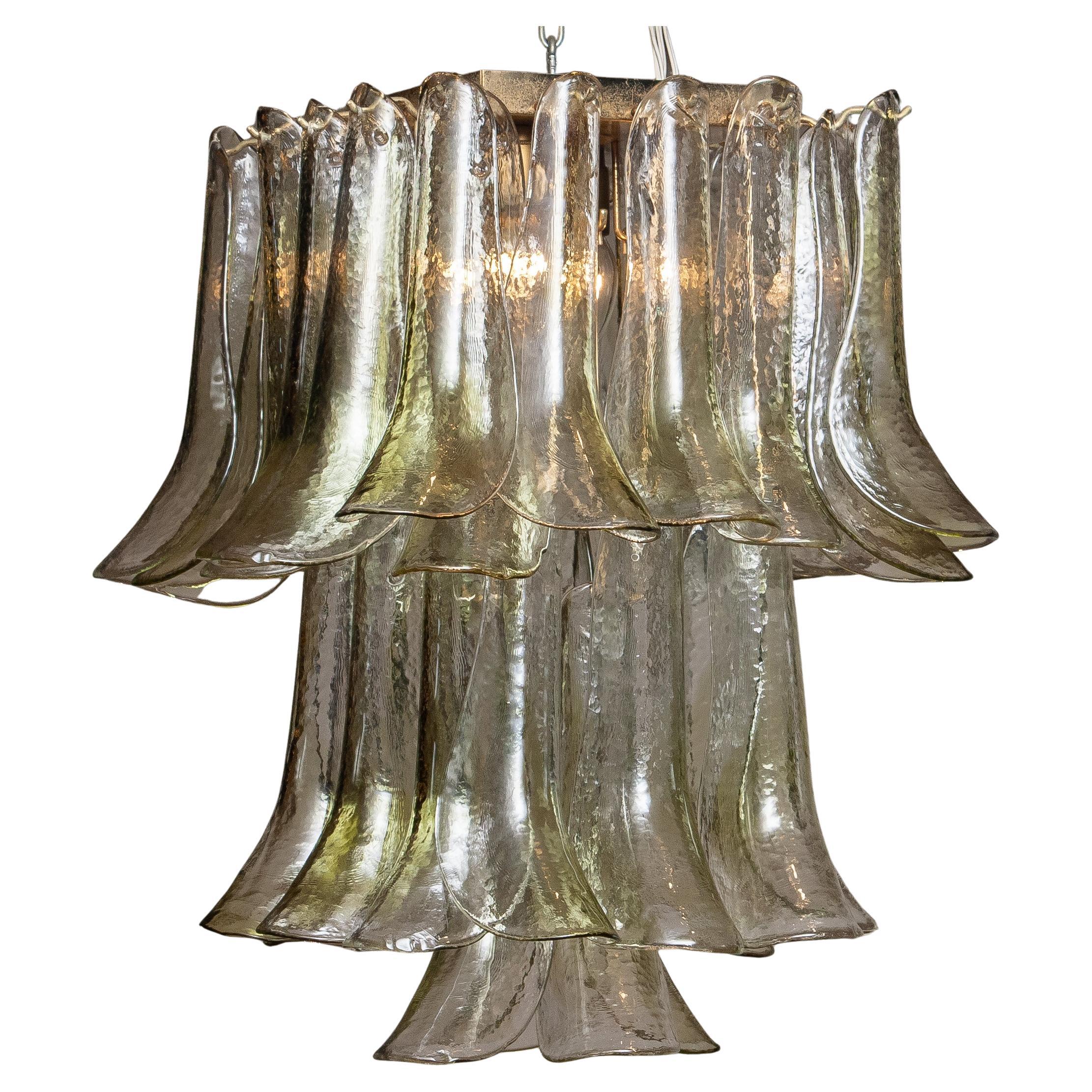 Clear And Green Accents Italian Art Glass Flush Mount 'Selle'.  La Murrina 1970