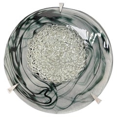 Clear and Grey Murano Glass Flush Mount or Wall Light, Italy, 1980s