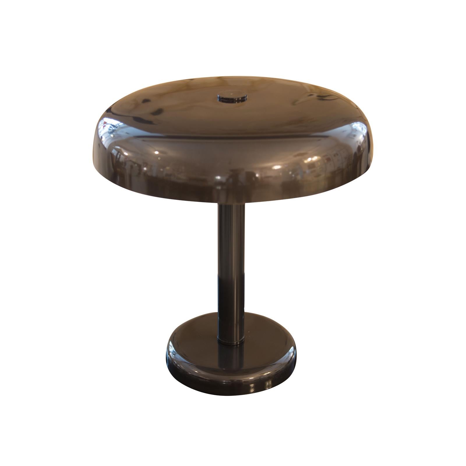 Hand-Crafted Clear and Modern Art Deco Style Bauhaus Brass Table Lamp, Re-Edition For Sale