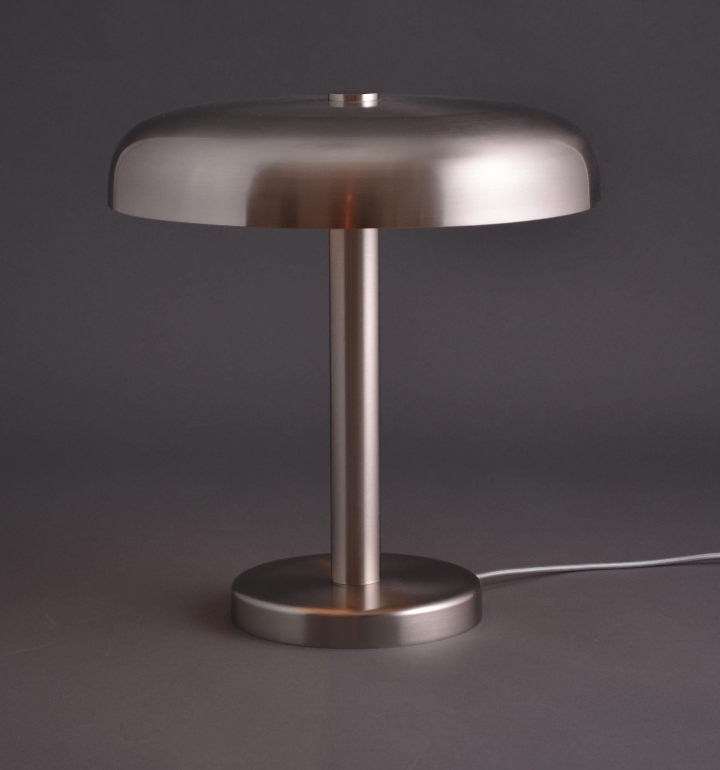 Contemporary Clear and Modern Art Deco Style Bauhaus Brass Table Lamp, Re-Edition For Sale
