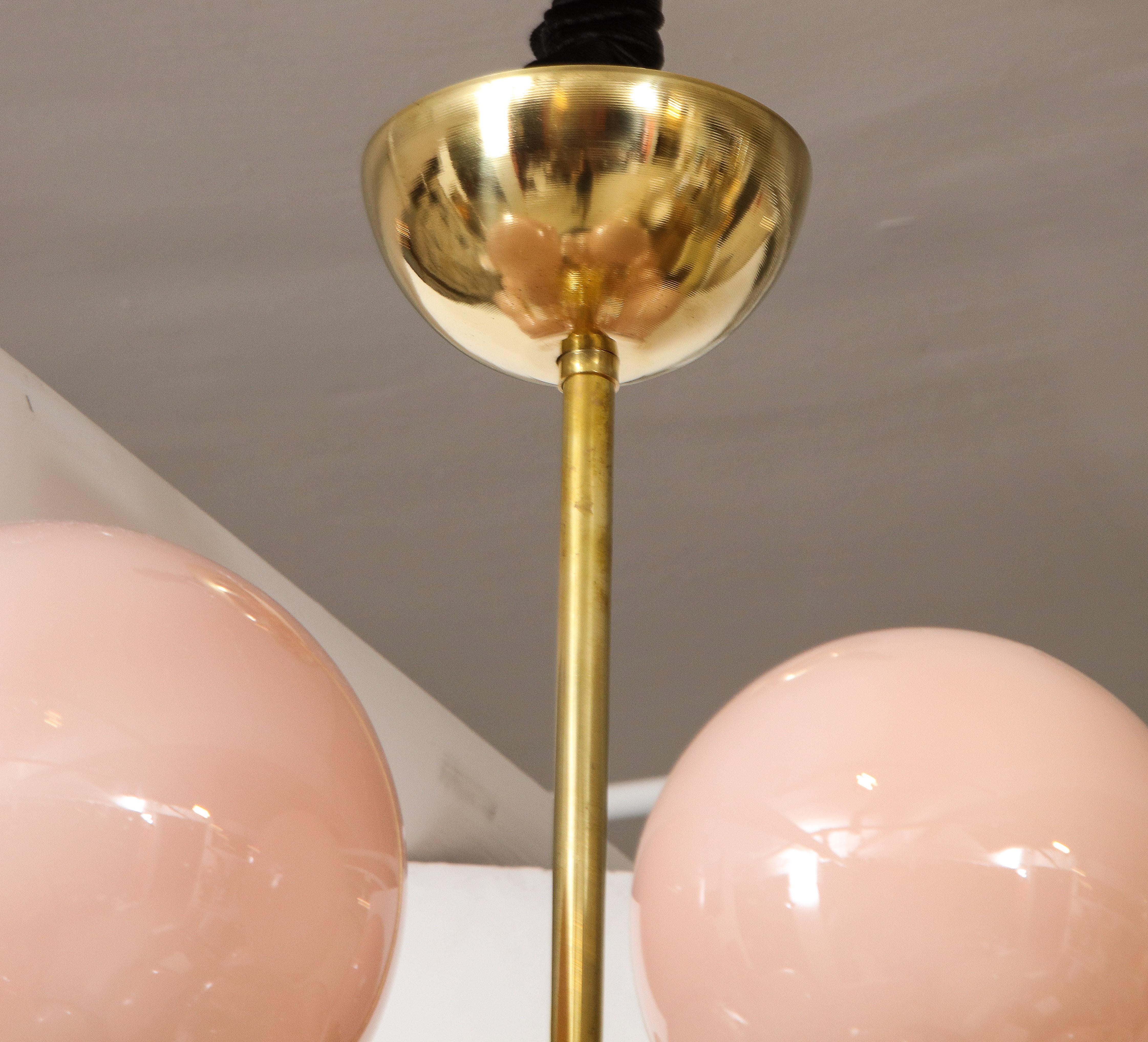 pink globe chandelier