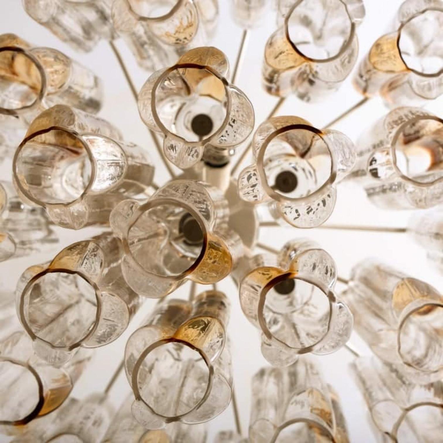Clear and Orange/Amber Angled Glass Tubes Chandelier by J.T. Kalmar For Sale 4