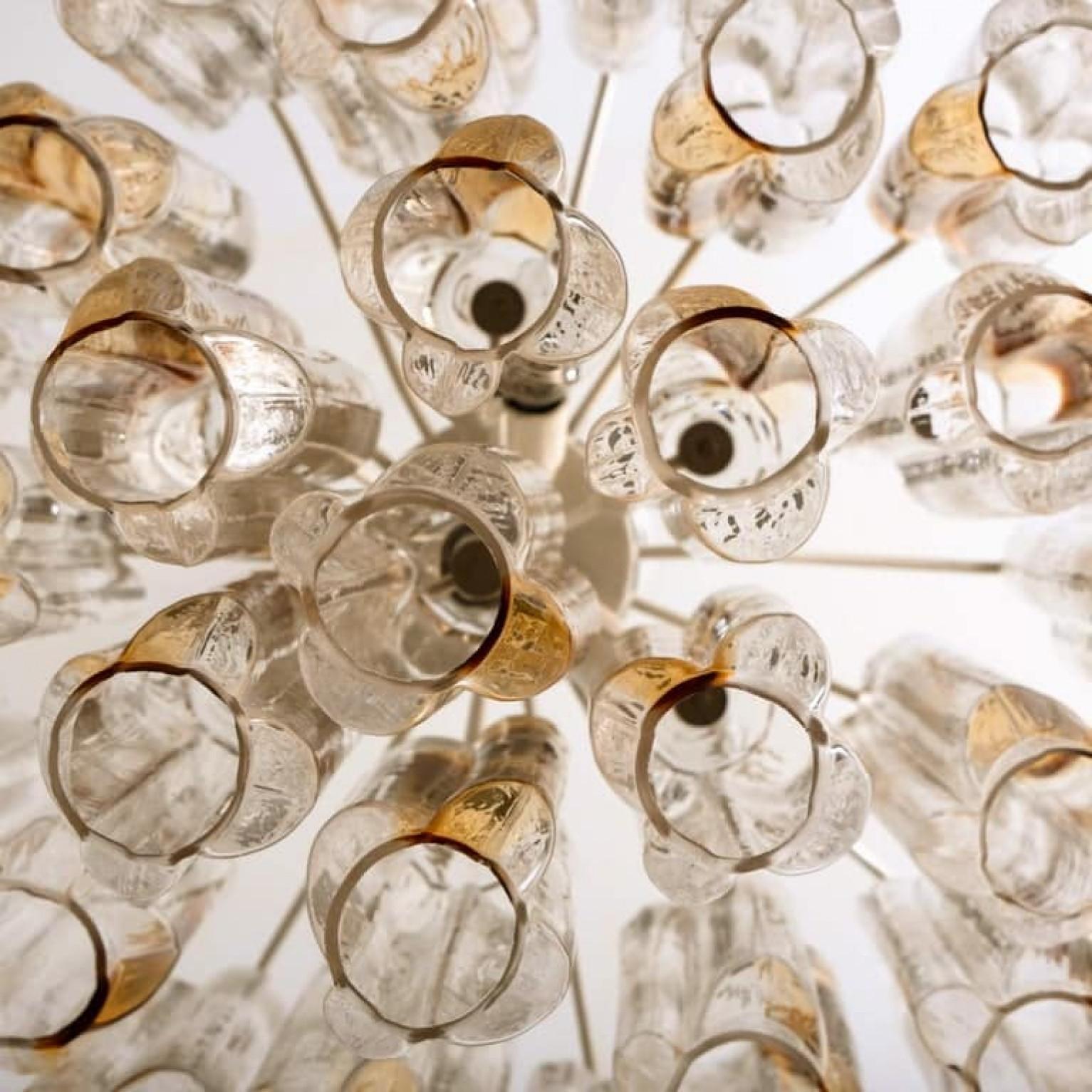 Lampadario a tubi di vetro angolati trasparenti e arancioni/ambra di J.T. Kalmar in vendita 4