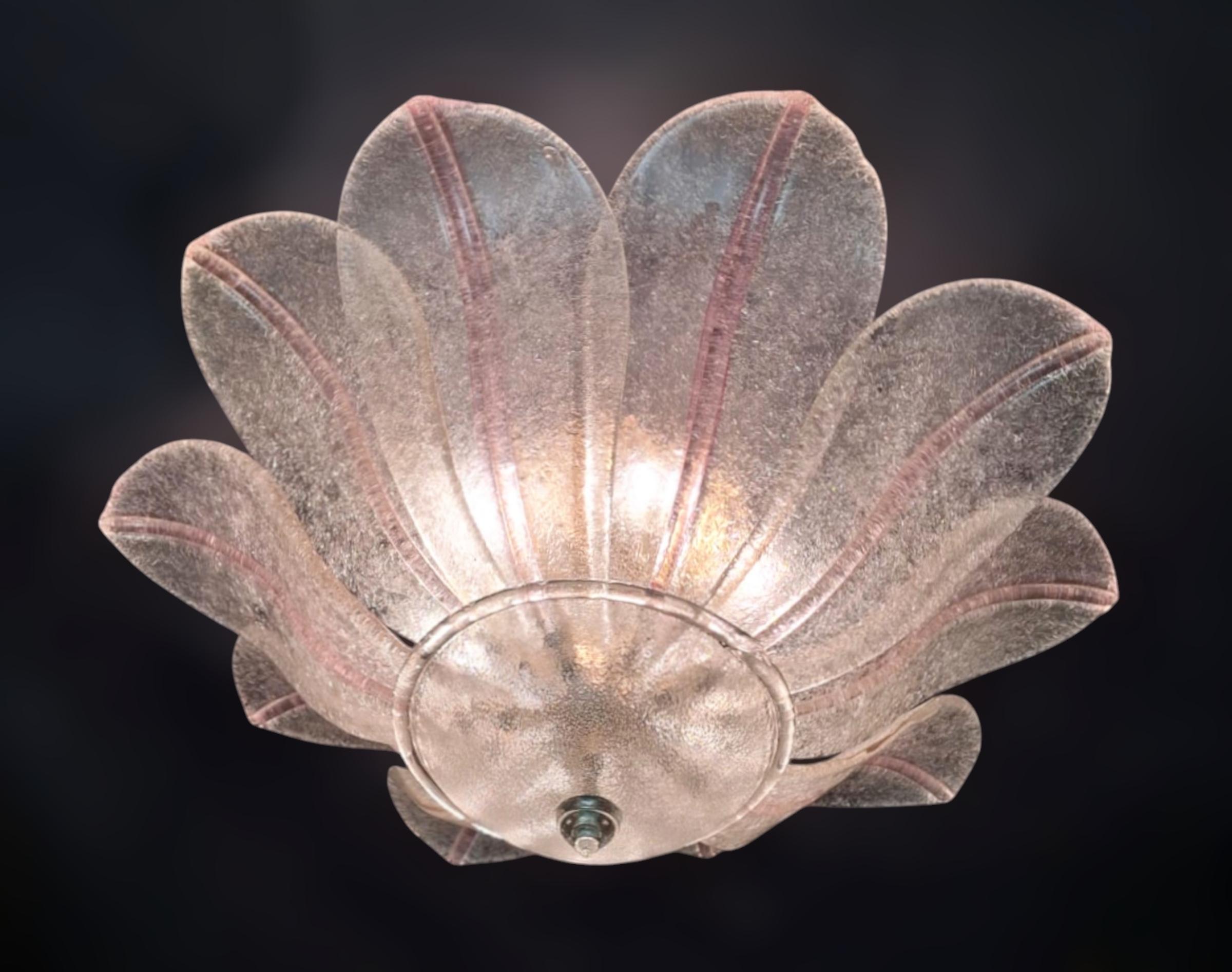 Clear and Pink Graniglia Murano Flush Mount, 6 Available For Sale 3