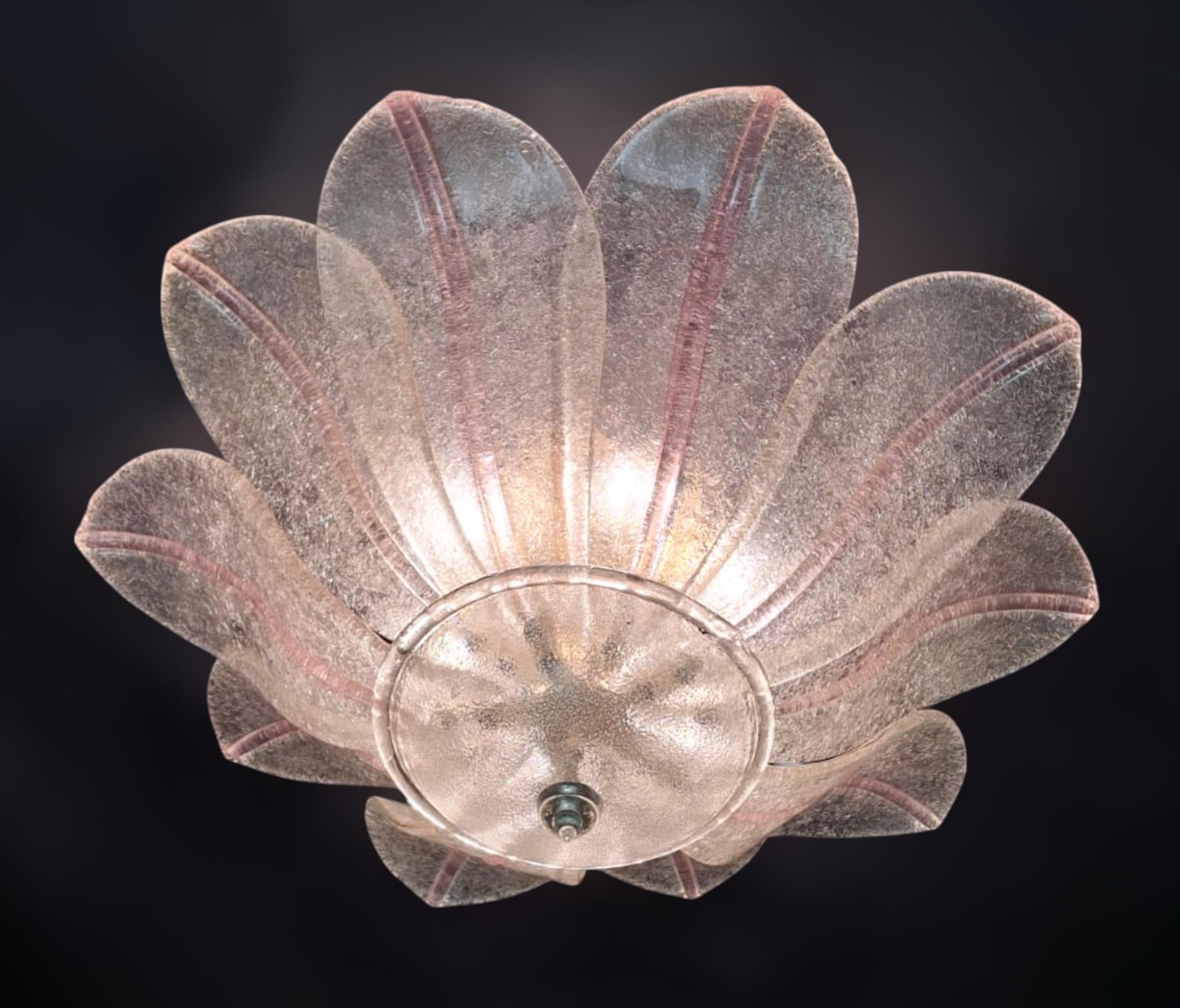 Clear and Pink Graniglia Murano Flush Mount, 6 Available For Sale 4