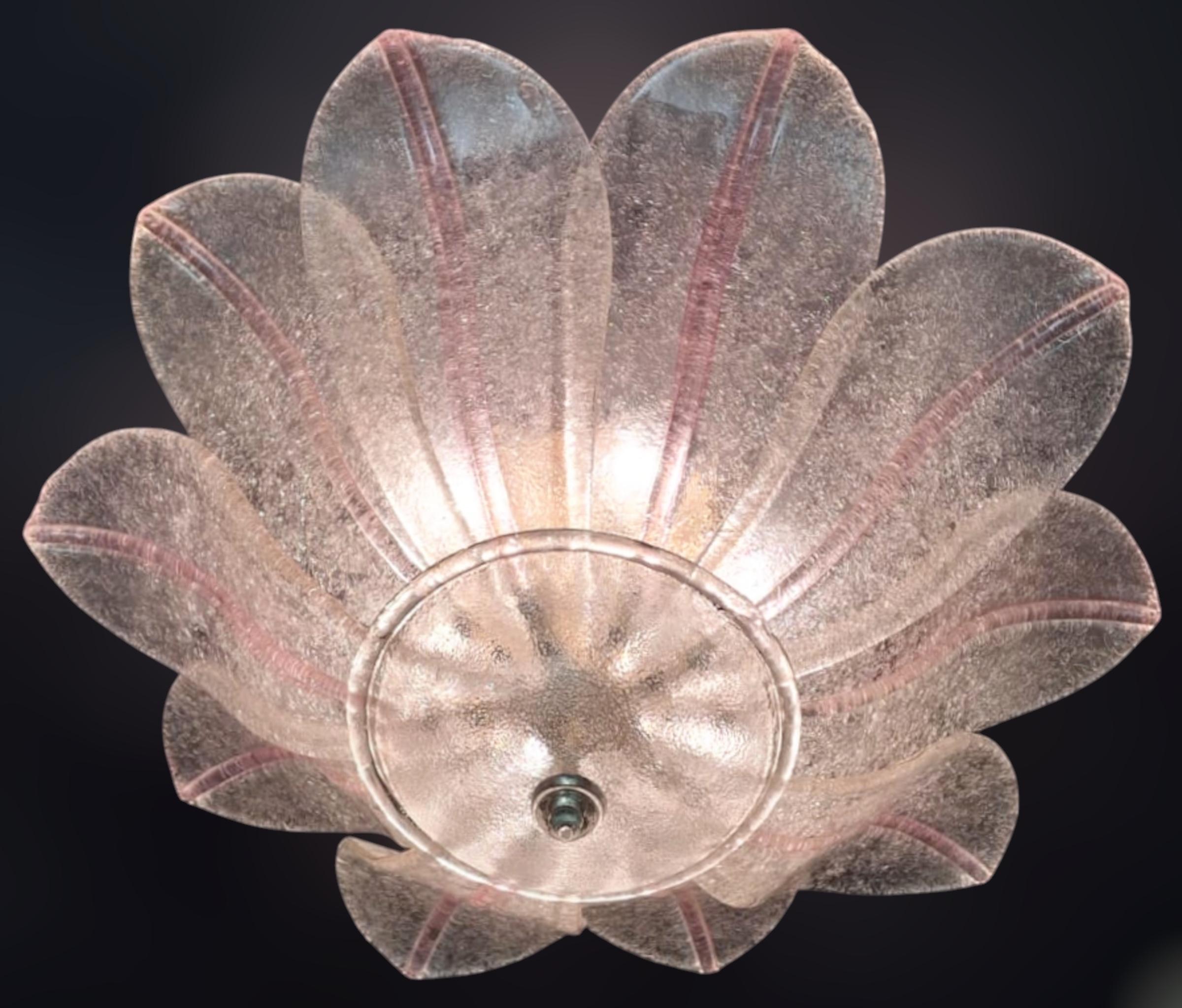 Clear and Pink Graniglia Murano Flush Mount, 6 Available For Sale 5