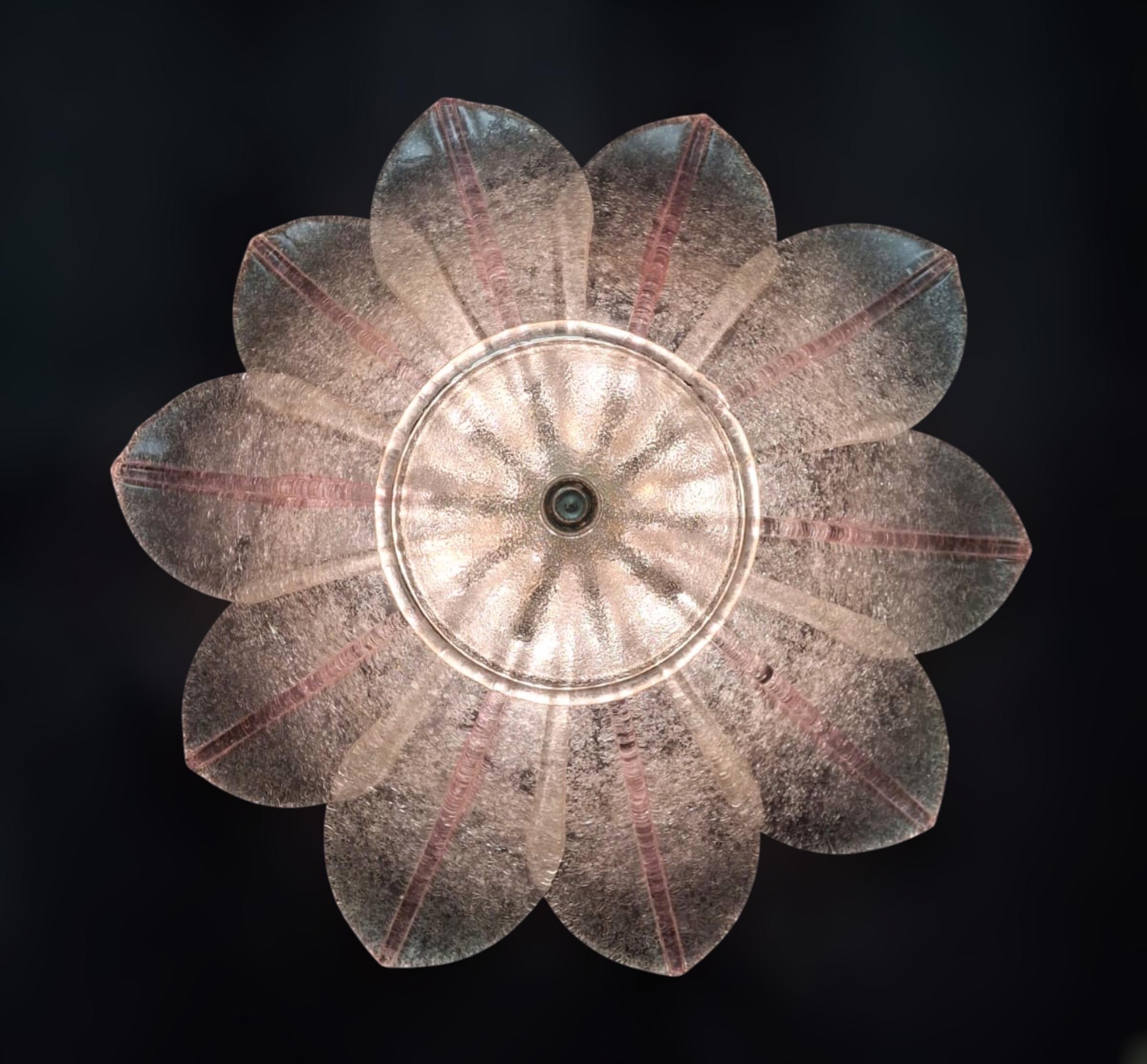 Clear and Pink Graniglia Murano Flush Mount, 6 Available For Sale 6