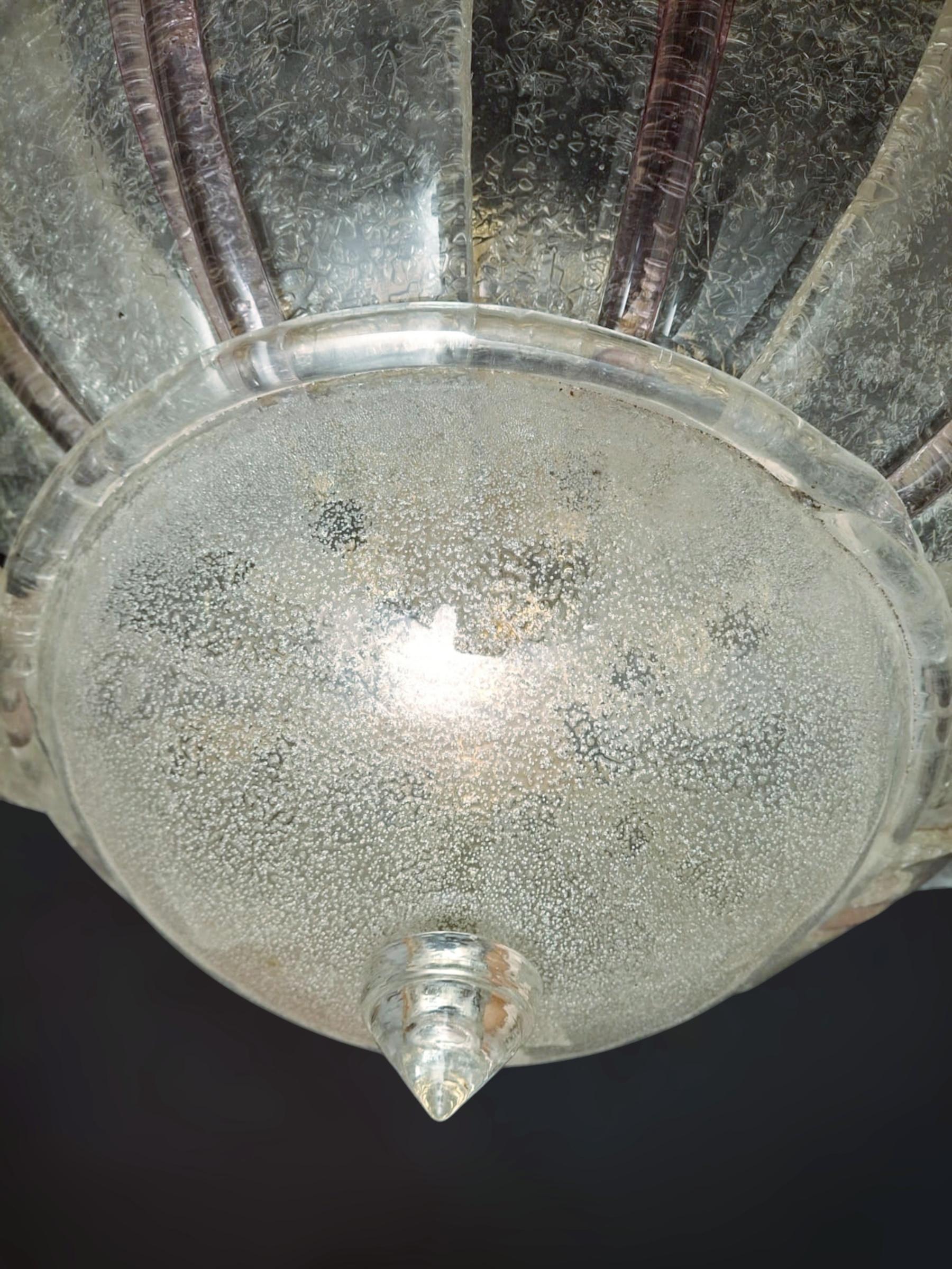 Clear and Pink Graniglia Murano Flush Mount, 6 Available For Sale 1