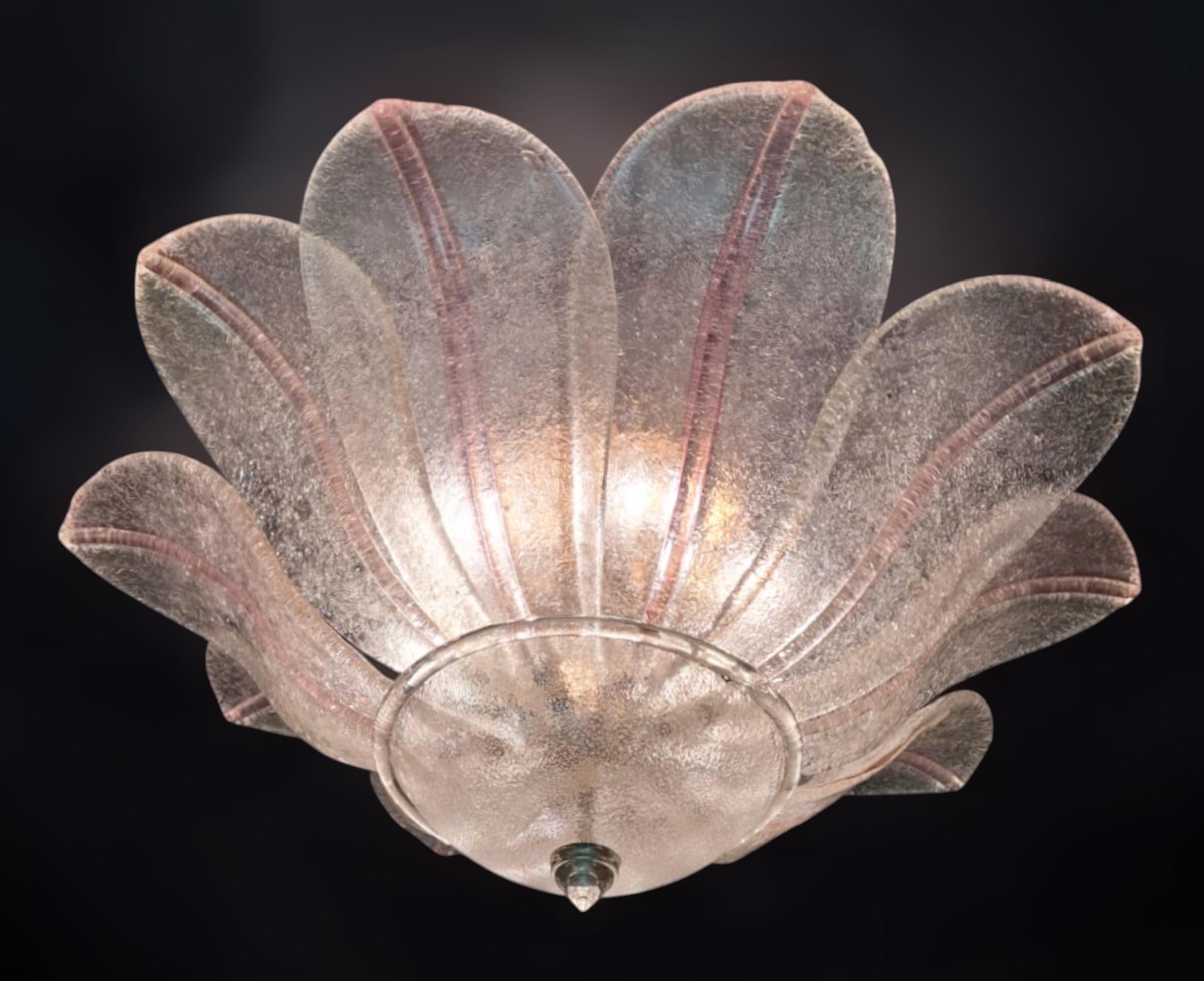 Clear and Pink Graniglia Murano Flush Mount, 6 Available For Sale 2